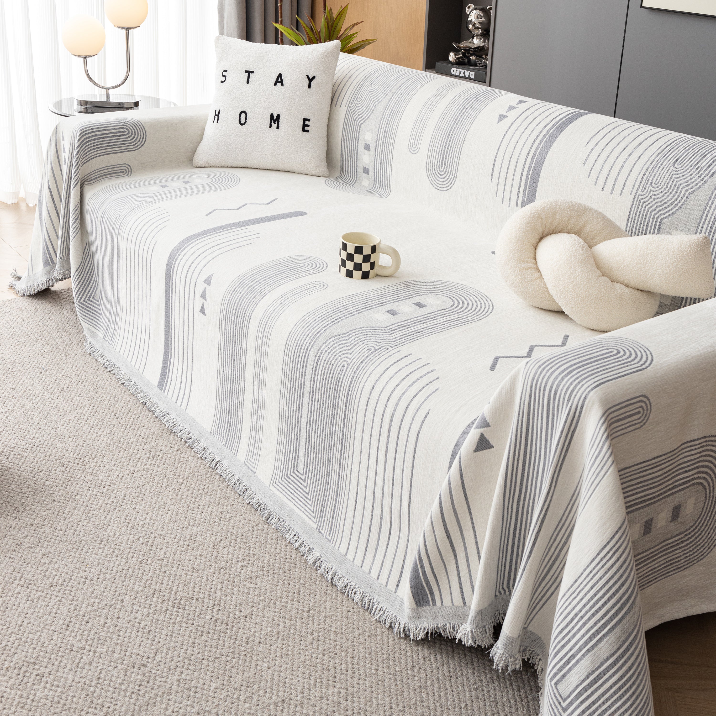 Boho Couch Throw Covers With Tassel Thick Durable Sofa Cover Blanket Furniture Slipcover Sectional