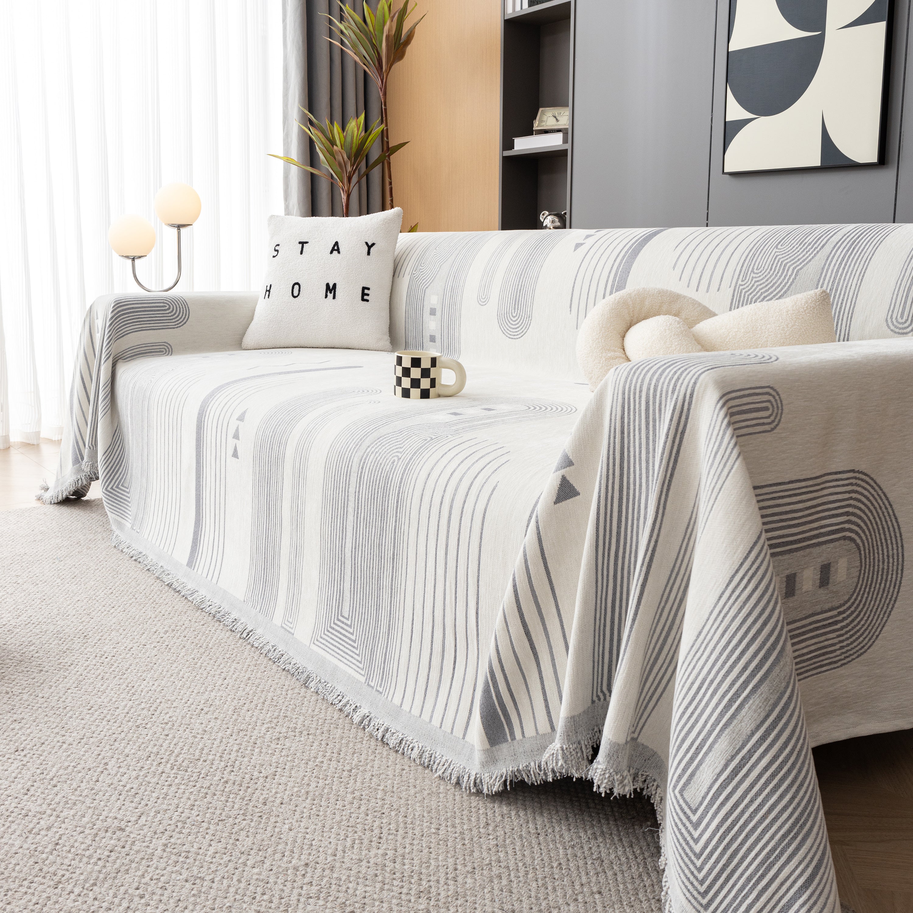 Boho Couch Throw Covers With Tassel Thick Durable Sofa Cover Blanket Furniture Slipcover Sectional