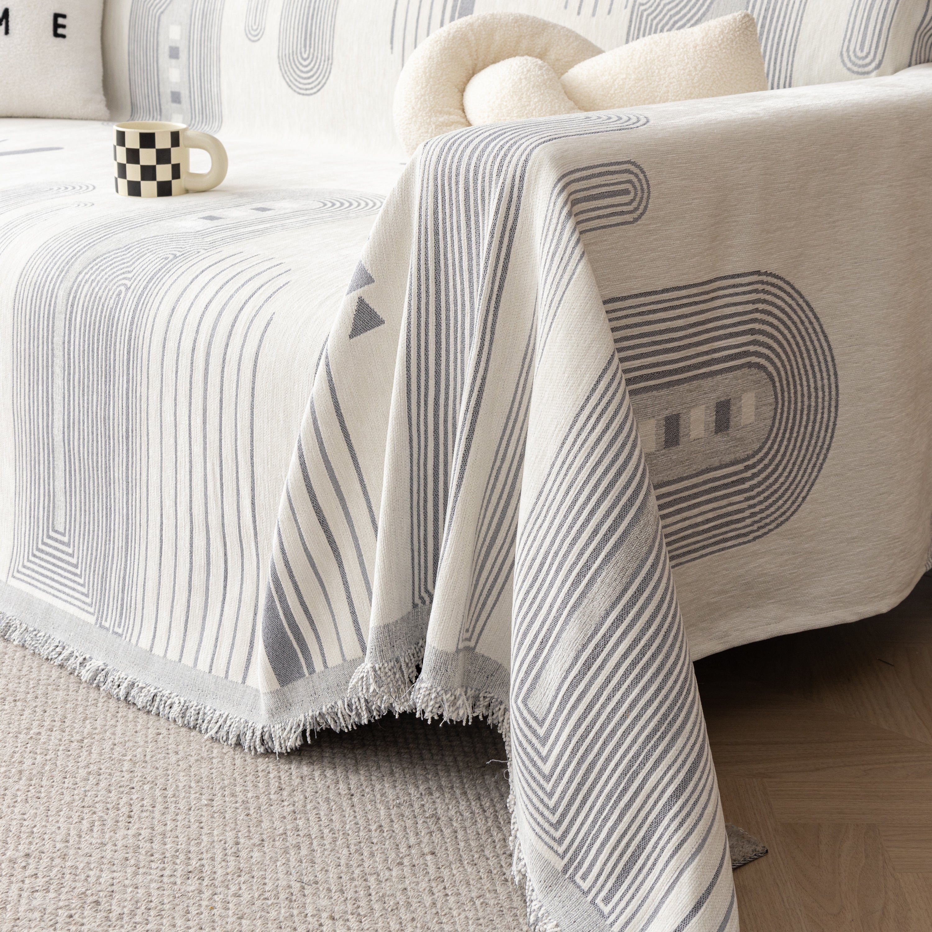 Boho Couch Throw Covers With Tassel Thick Durable Sofa Cover Blanket Furniture Slipcover Sectional