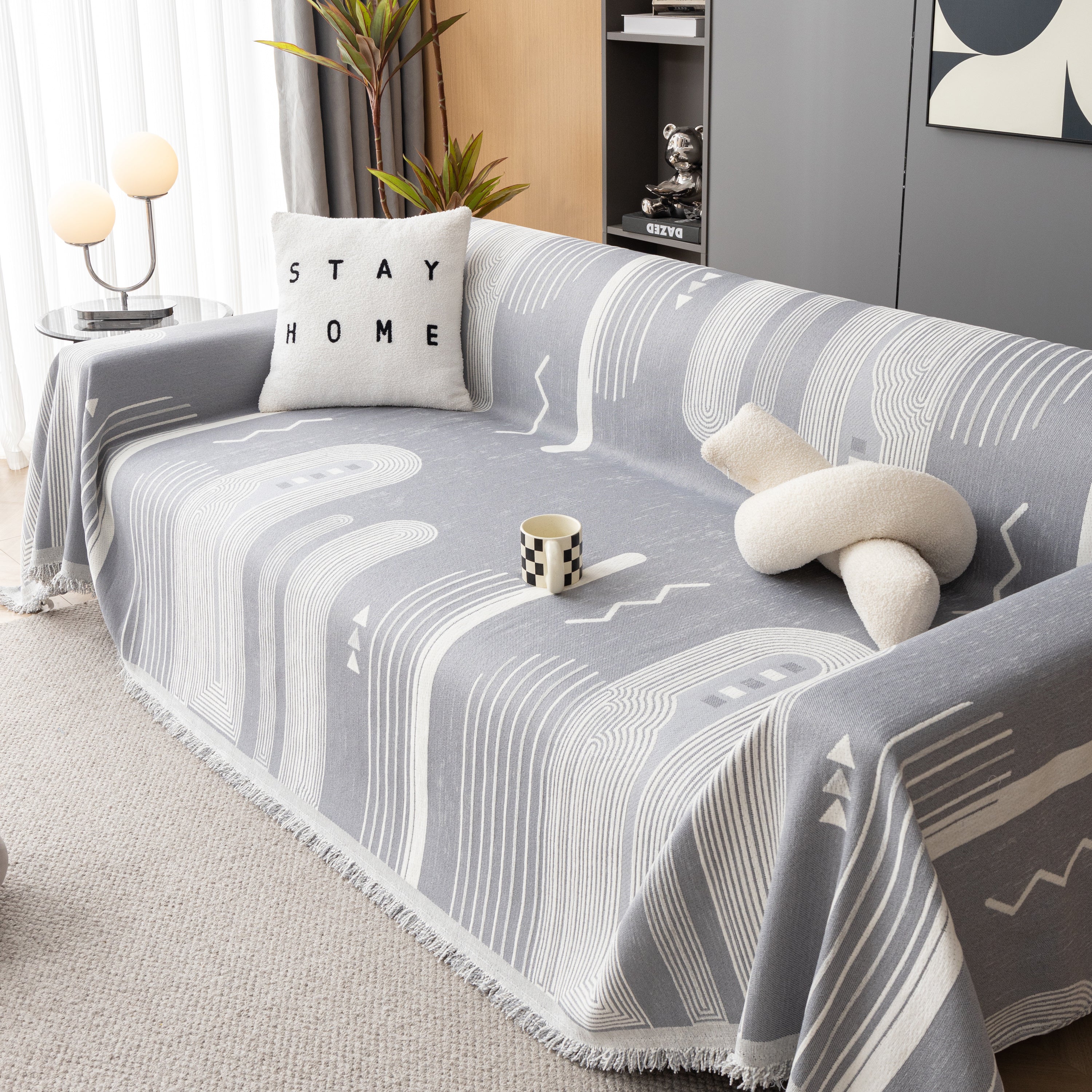 Boho Couch Throw Covers With Tassel Thick Durable Sofa Cover Blanket Furniture Slipcover Sectional