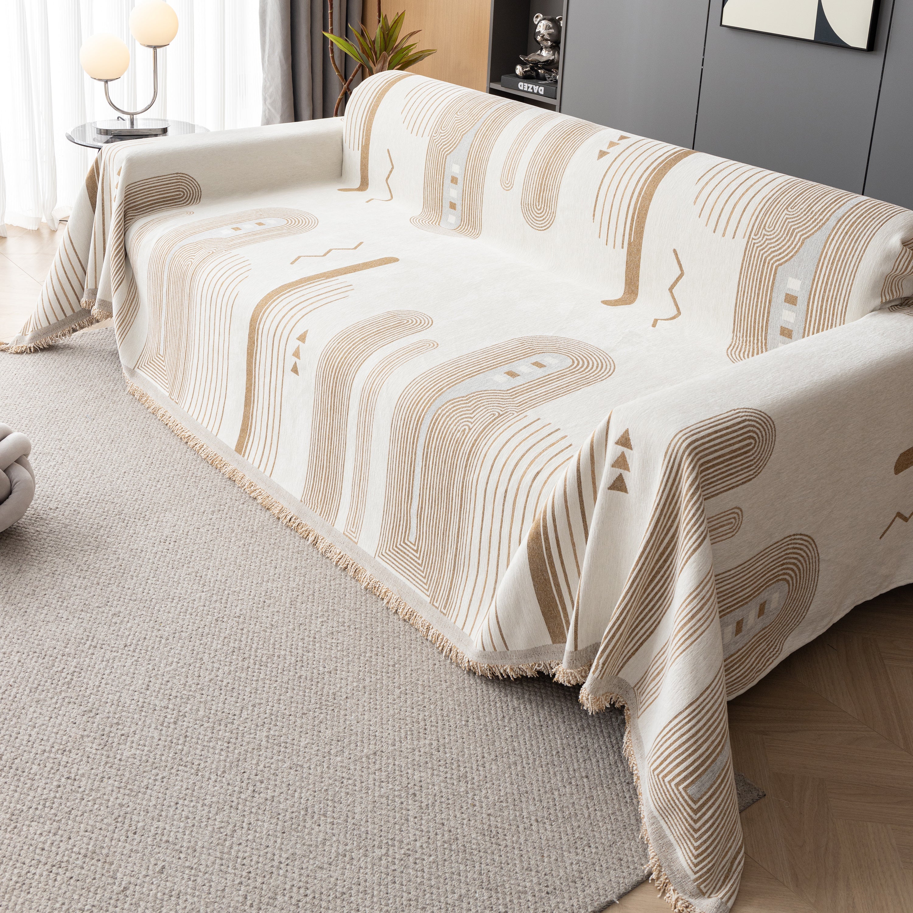 Boho Couch Throw Covers With Tassel Thick Durable Sofa Cover Blanket Furniture Slipcover Sectional