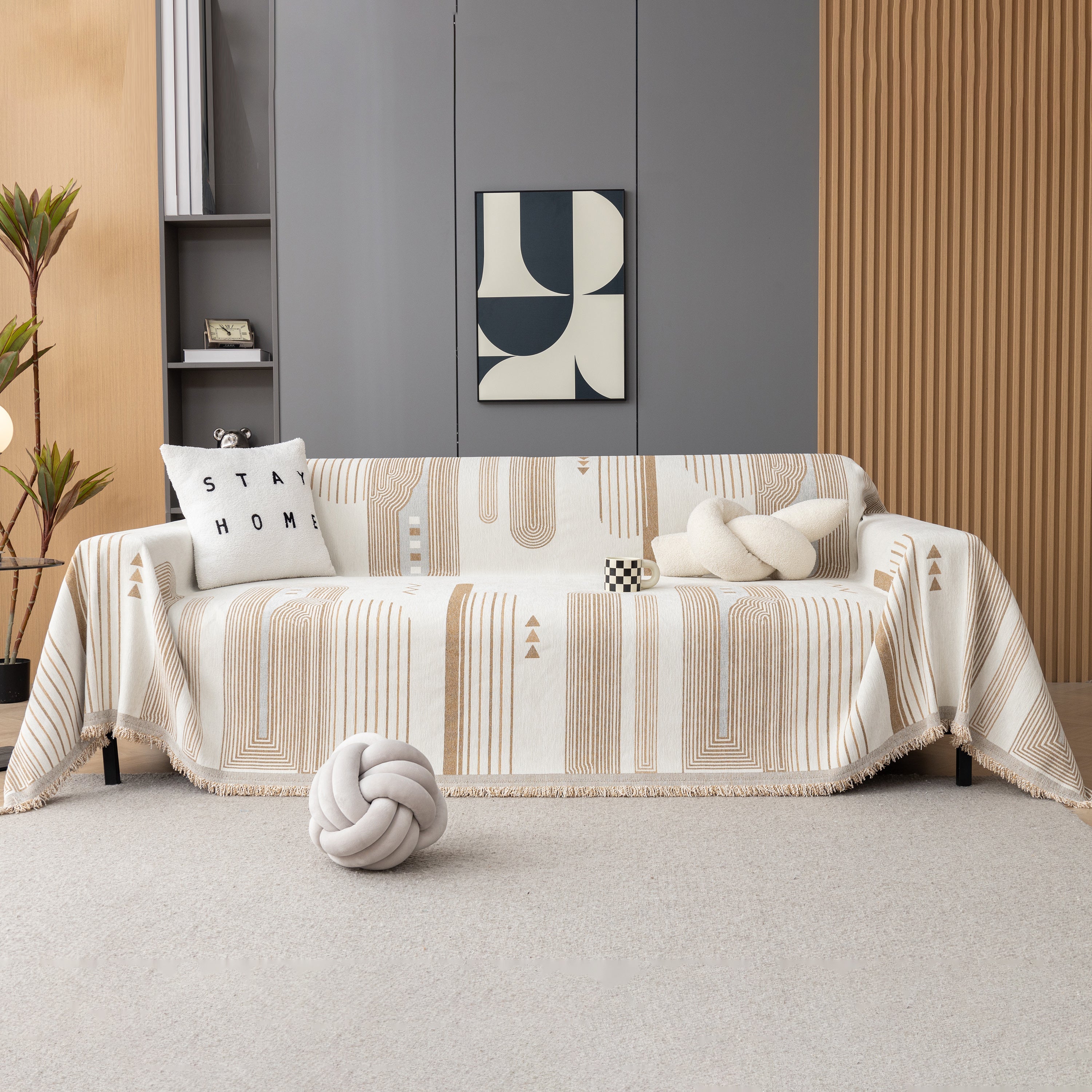 Boho Couch Throw Covers With Tassel Thick Durable Sofa Cover Blanket Furniture Slipcover Sectional