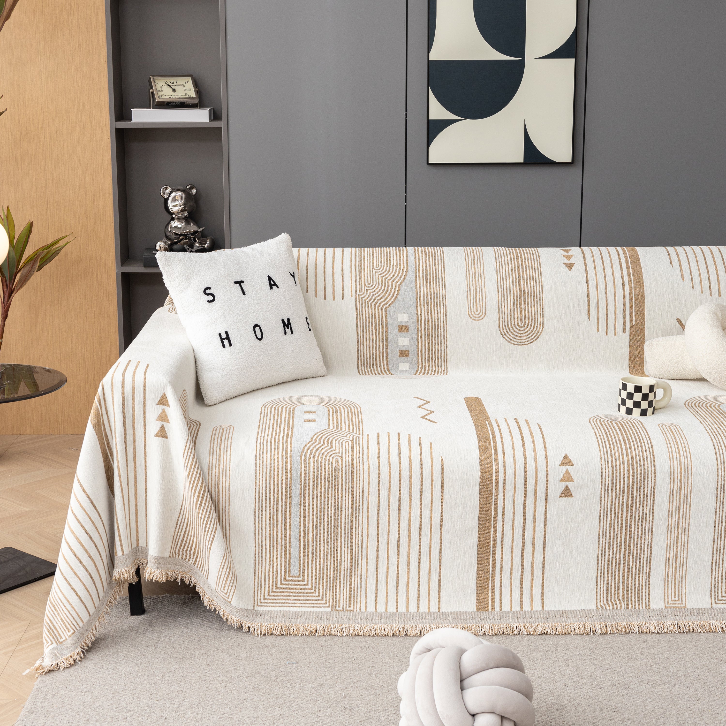Boho Couch Throw Covers With Tassel Thick Durable Sofa Cover Blanket Furniture Slipcover Sectional