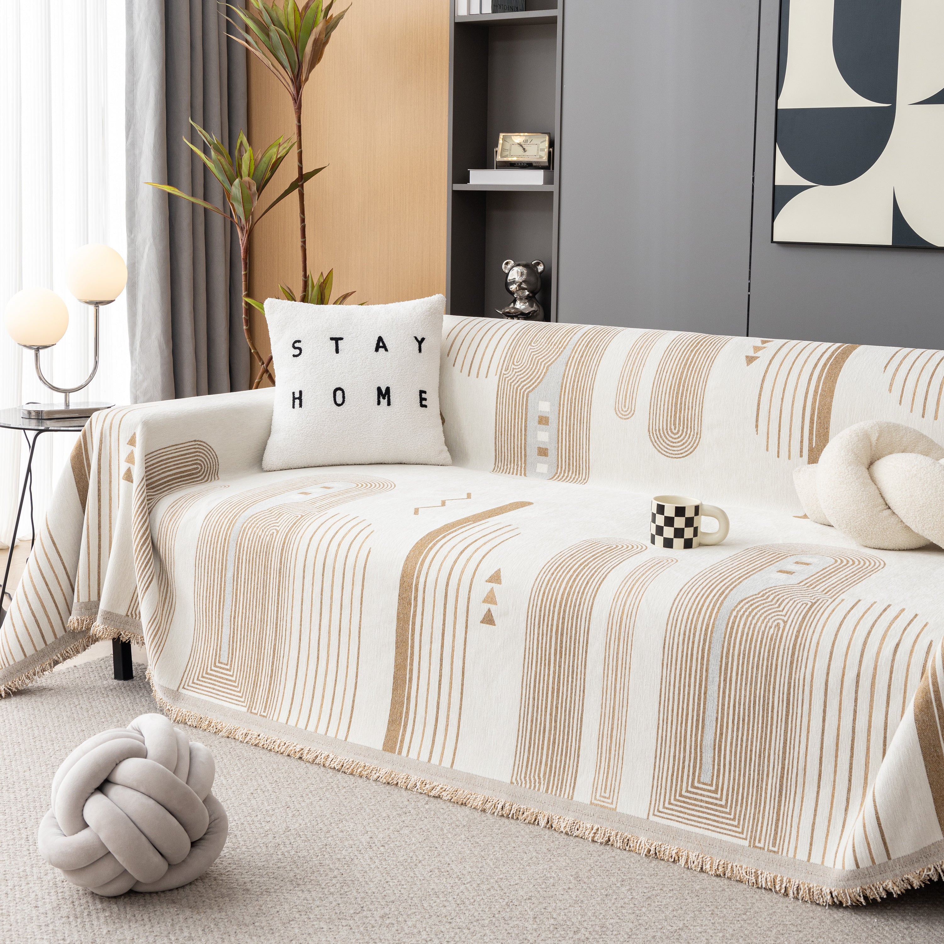 Boho Couch Throw Covers With Tassel Thick Durable Sofa Cover Blanket Furniture Slipcover Sectional