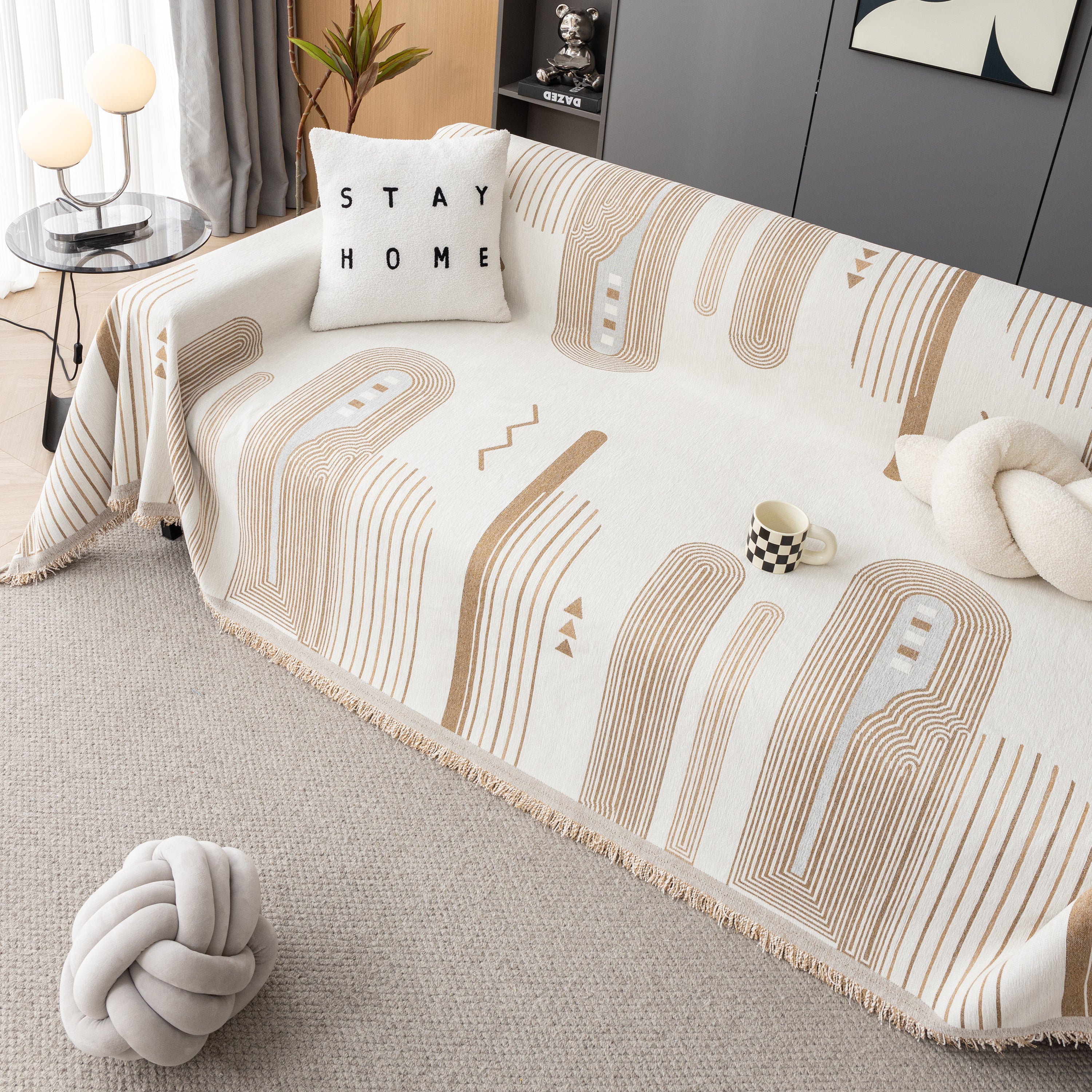Boho Couch Throw Covers With Tassel Thick Durable Sofa Cover Blanket Furniture Slipcover Sectional