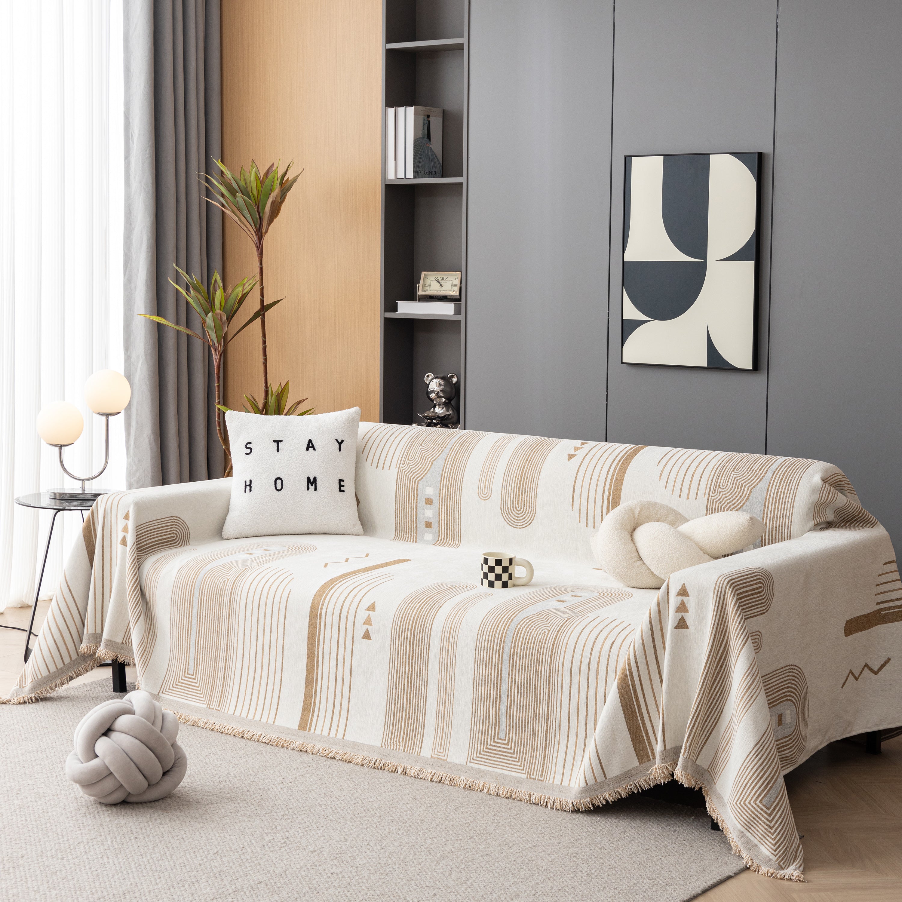 Boho Couch Throw Covers With Tassel Thick Durable Sofa Cover Blanket Furniture Slipcover Sectional