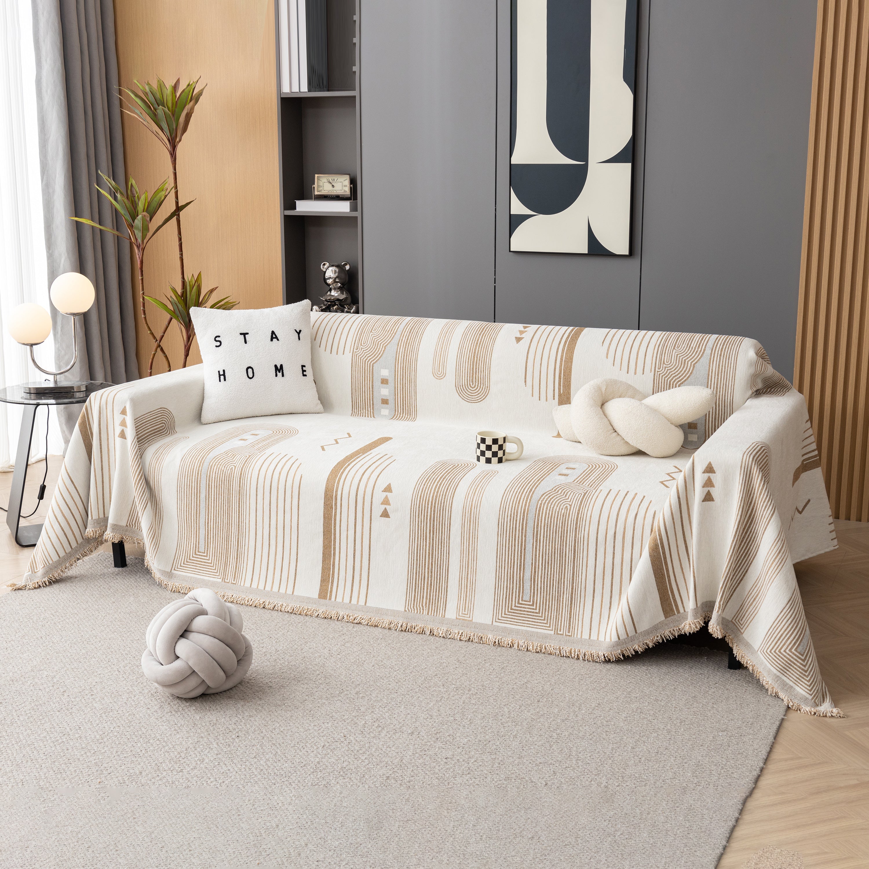 Boho Couch Throw Covers With Tassel Thick Durable Sofa Cover Blanket Furniture Slipcover Sectional