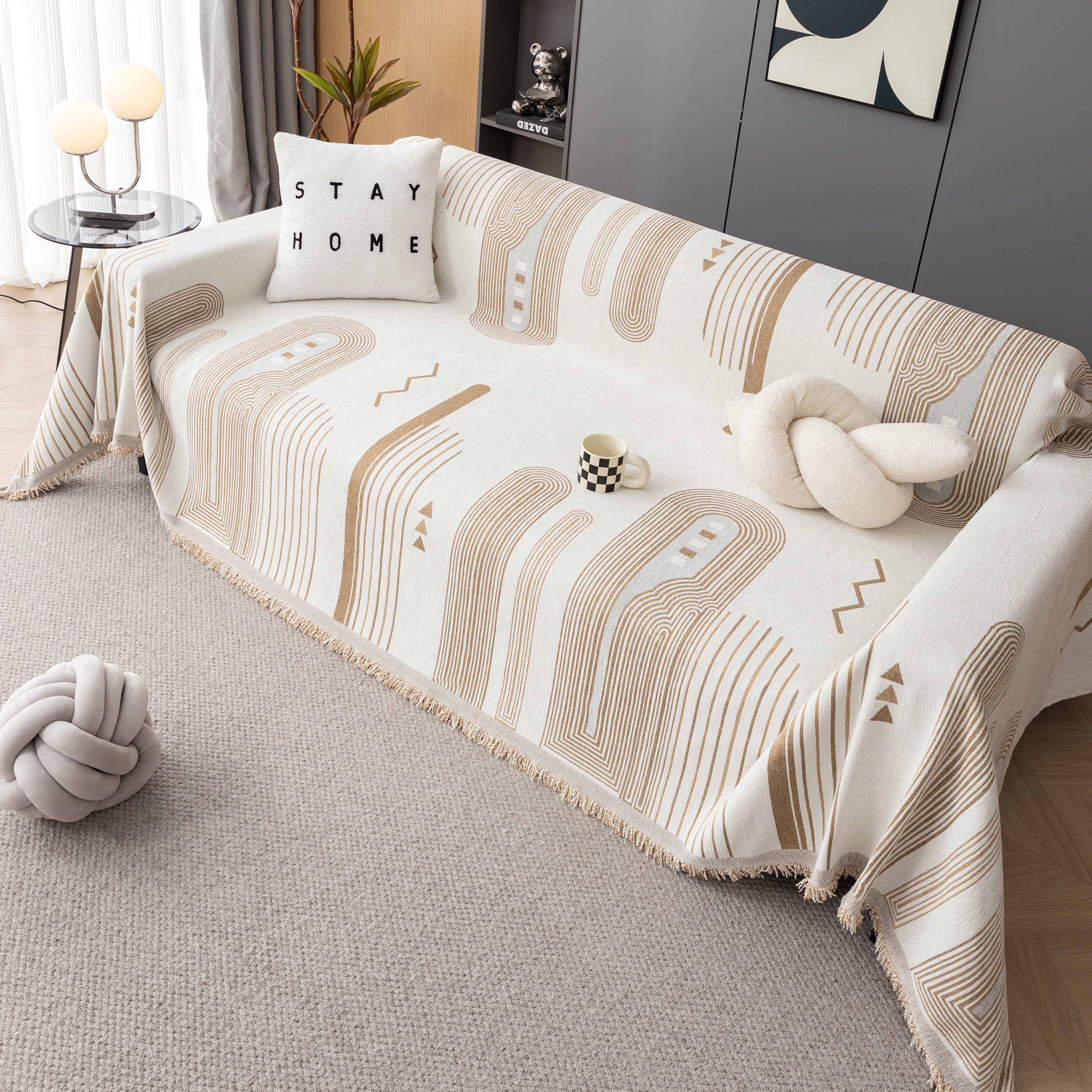 Boho Couch Throw Covers With Tassel Thick Durable Sofa Cover Blanket Furniture Slipcover Sectional