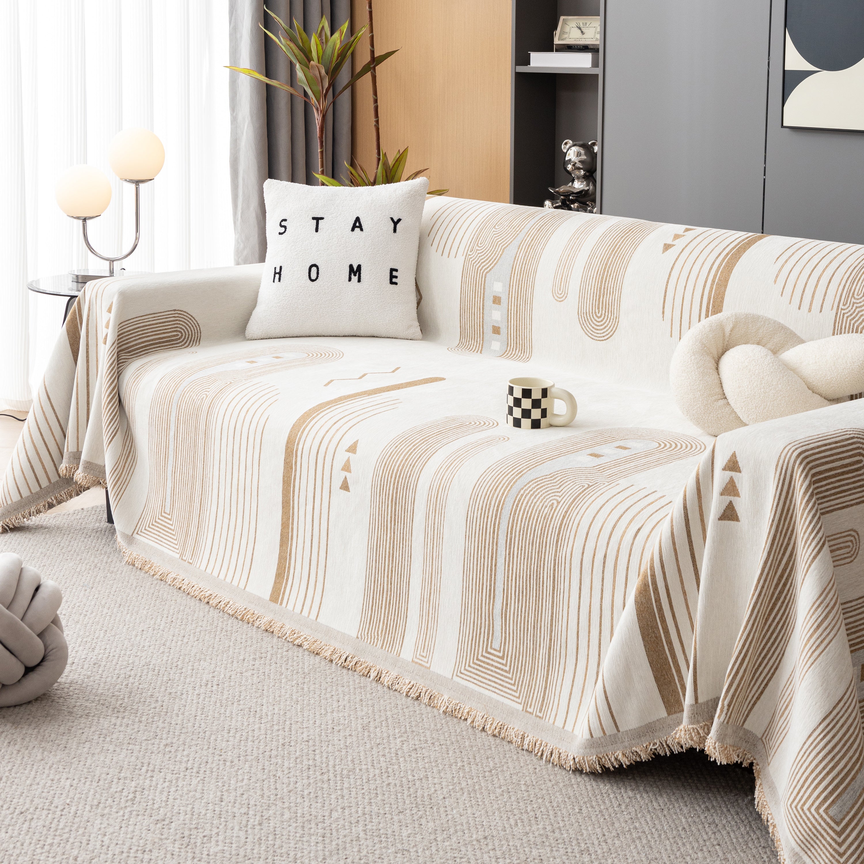 Boho Couch Throw Covers With Tassel Thick Durable Sofa Cover Blanket Furniture Slipcover Sectional