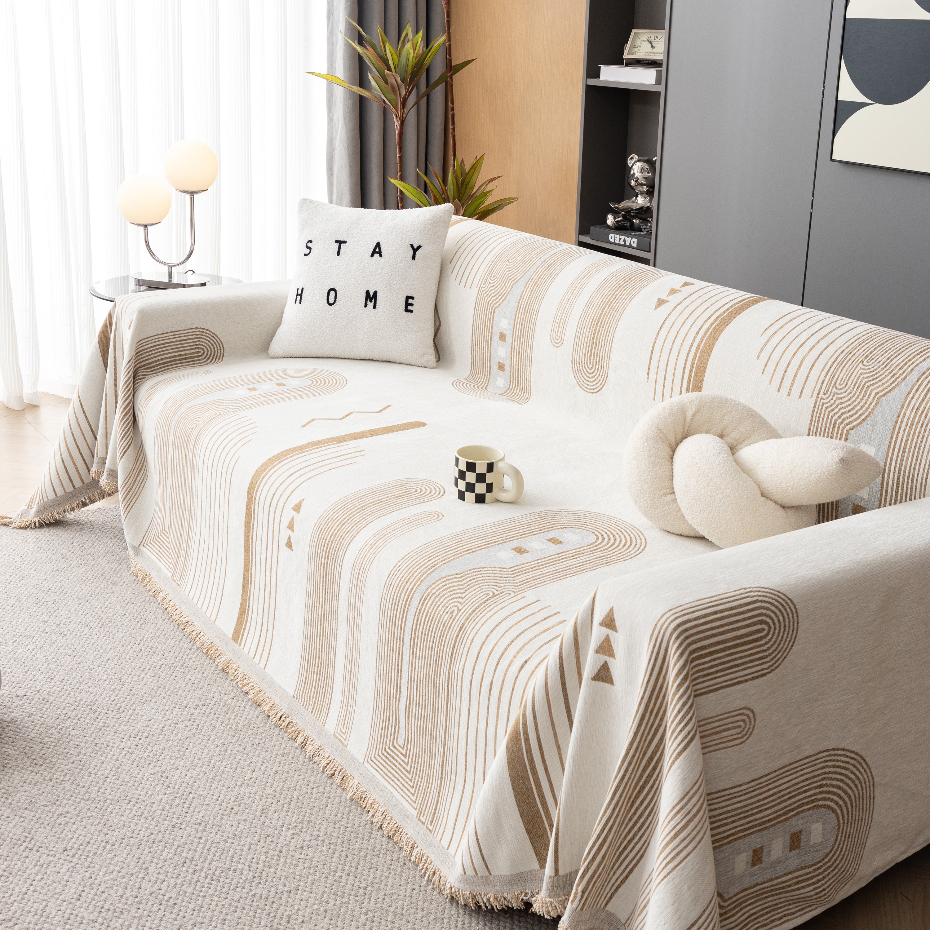 Boho Couch Throw Covers With Tassel Thick Durable Sofa Cover Blanket Furniture Slipcover Sectional