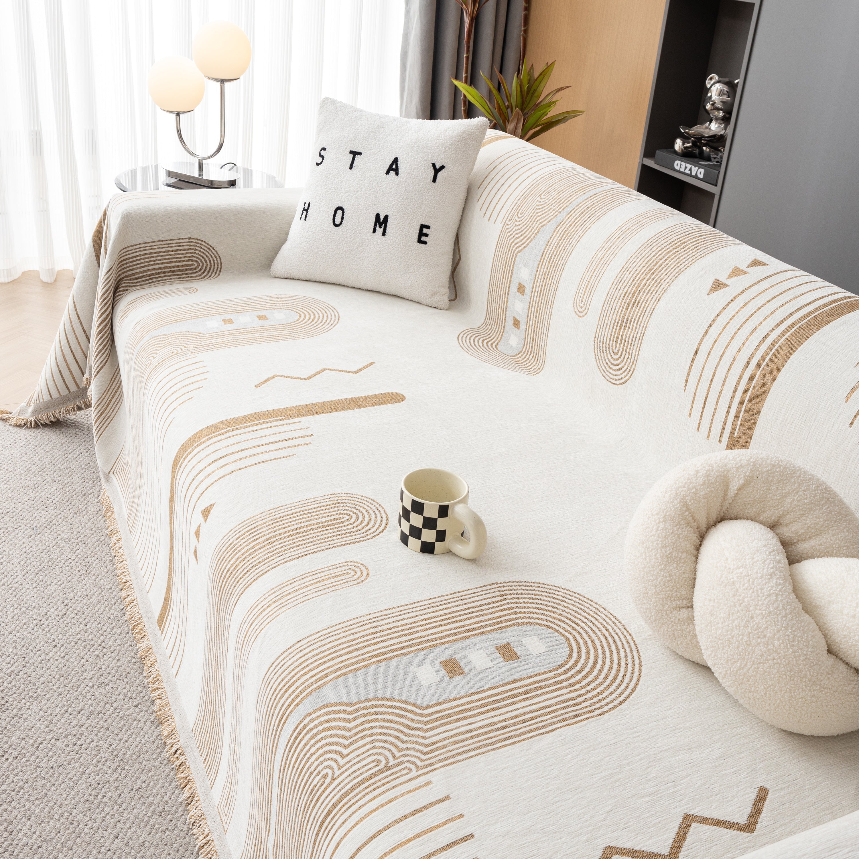 Boho Couch Throw Covers With Tassel Thick Durable Sofa Cover Blanket Furniture Slipcover Sectional