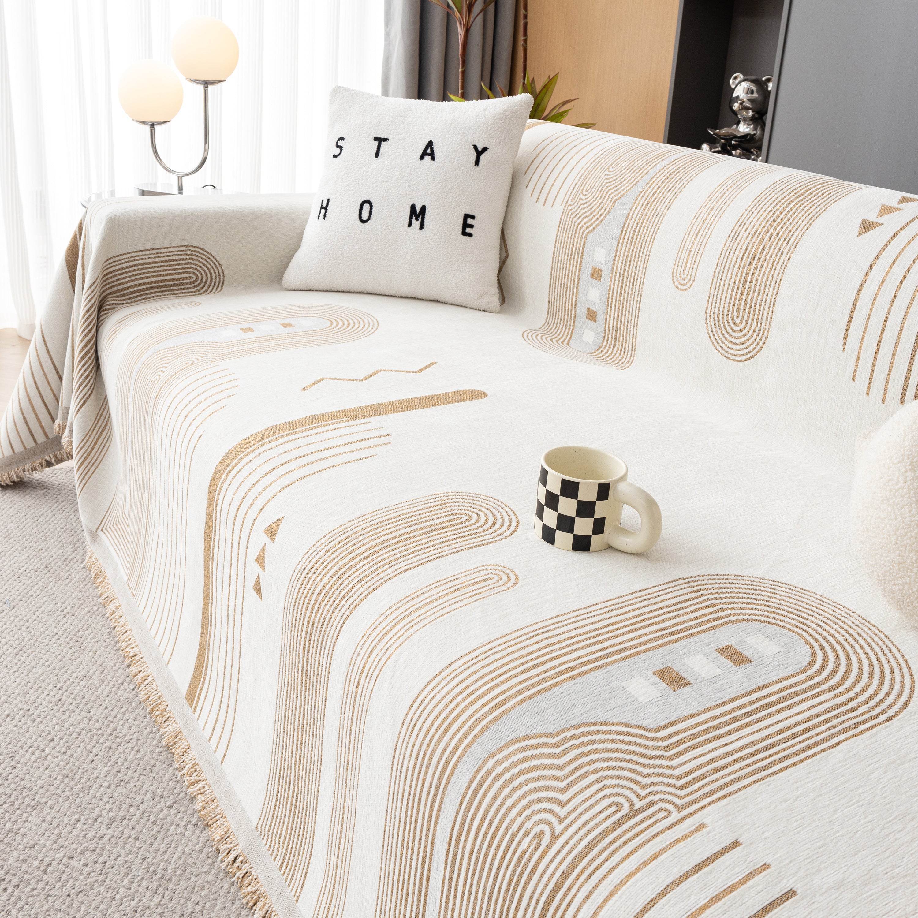 Boho Couch Throw Covers With Tassel Thick Durable Sofa Cover Blanket Furniture Slipcover Sectional