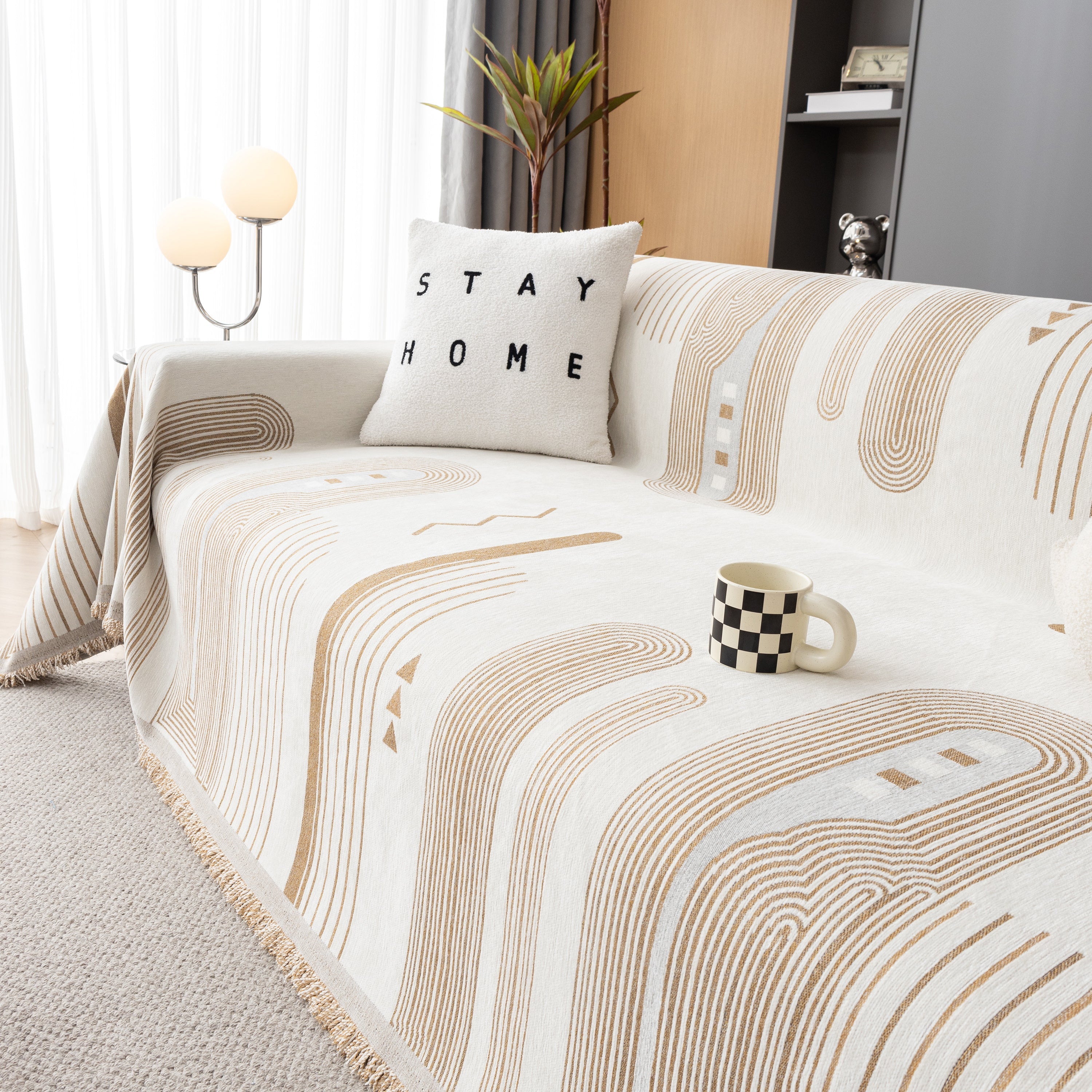 Boho Couch Throw Covers With Tassel Thick Durable Sofa Cover Blanket Furniture Slipcover Sectional