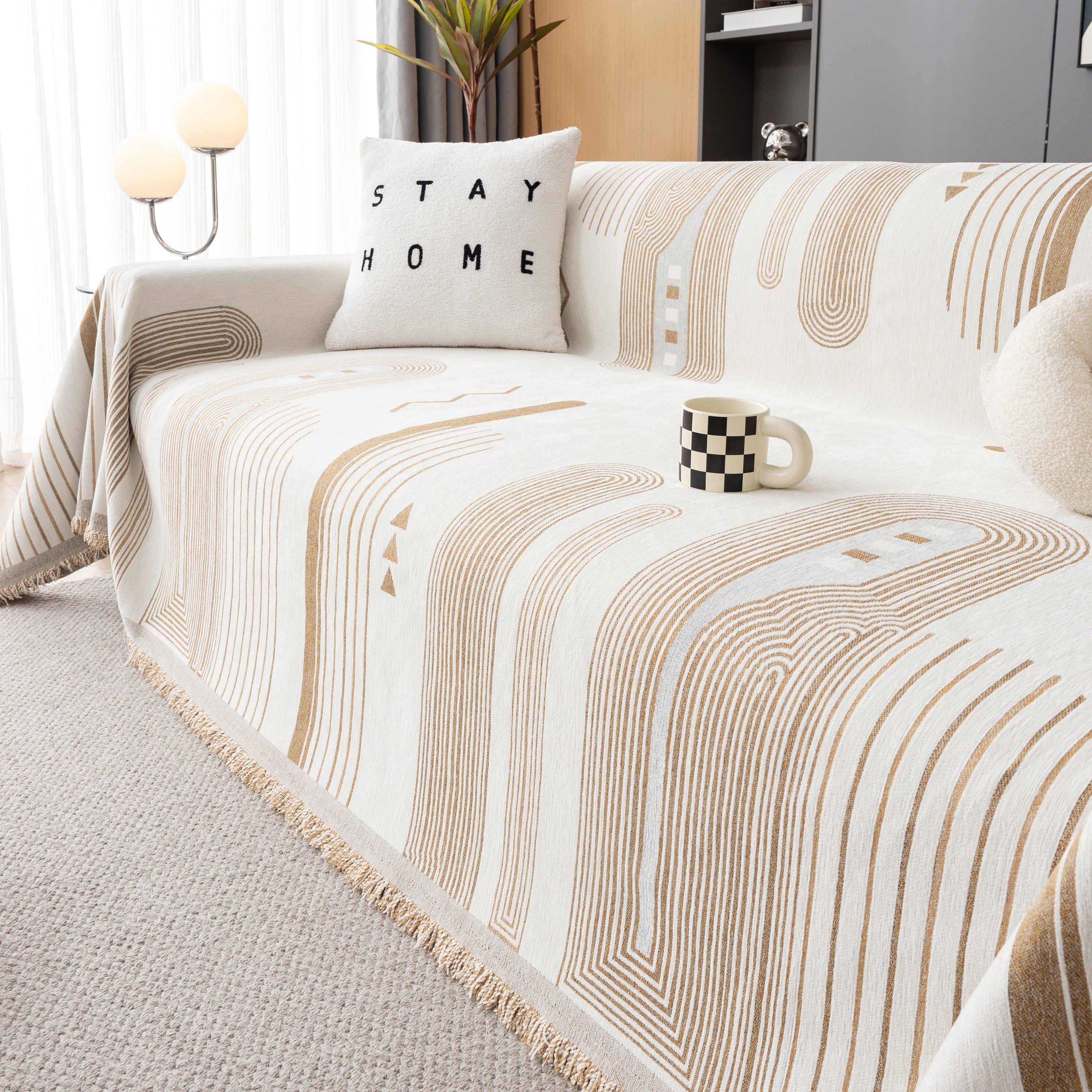 Boho Couch Throw Covers With Tassel Thick Durable Sofa Cover Blanket Furniture Slipcover Sectional