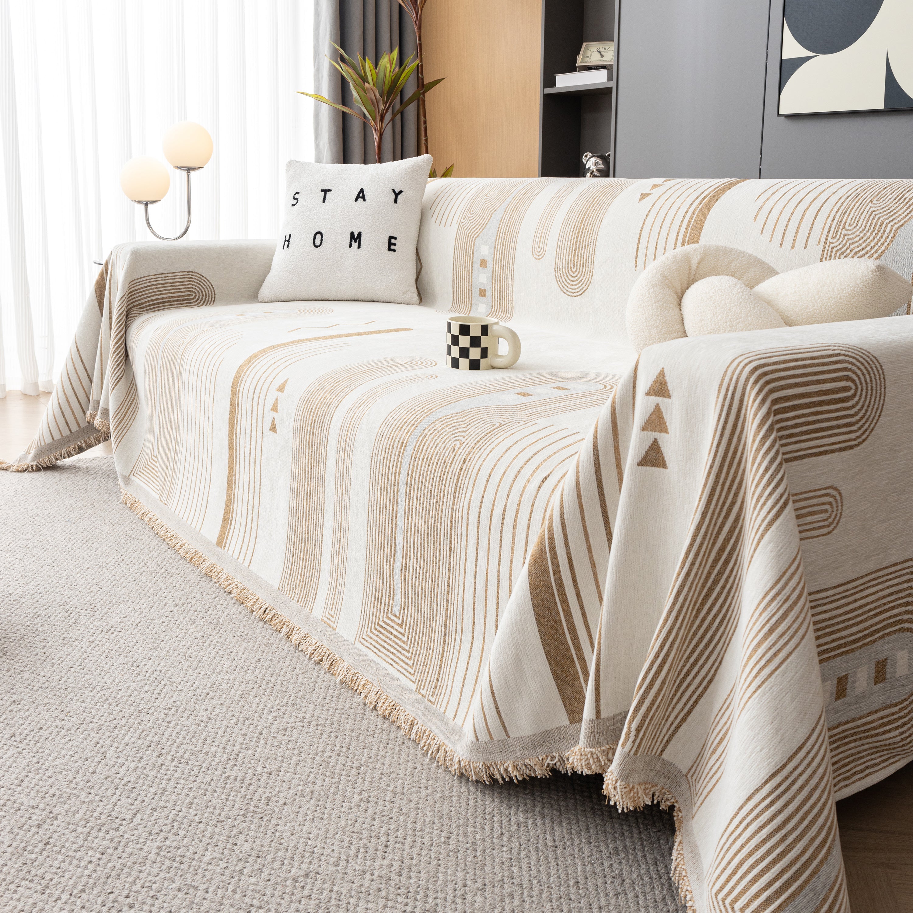 Boho Couch Throw Covers With Tassel Thick Durable Sofa Cover Blanket Furniture Slipcover Sectional