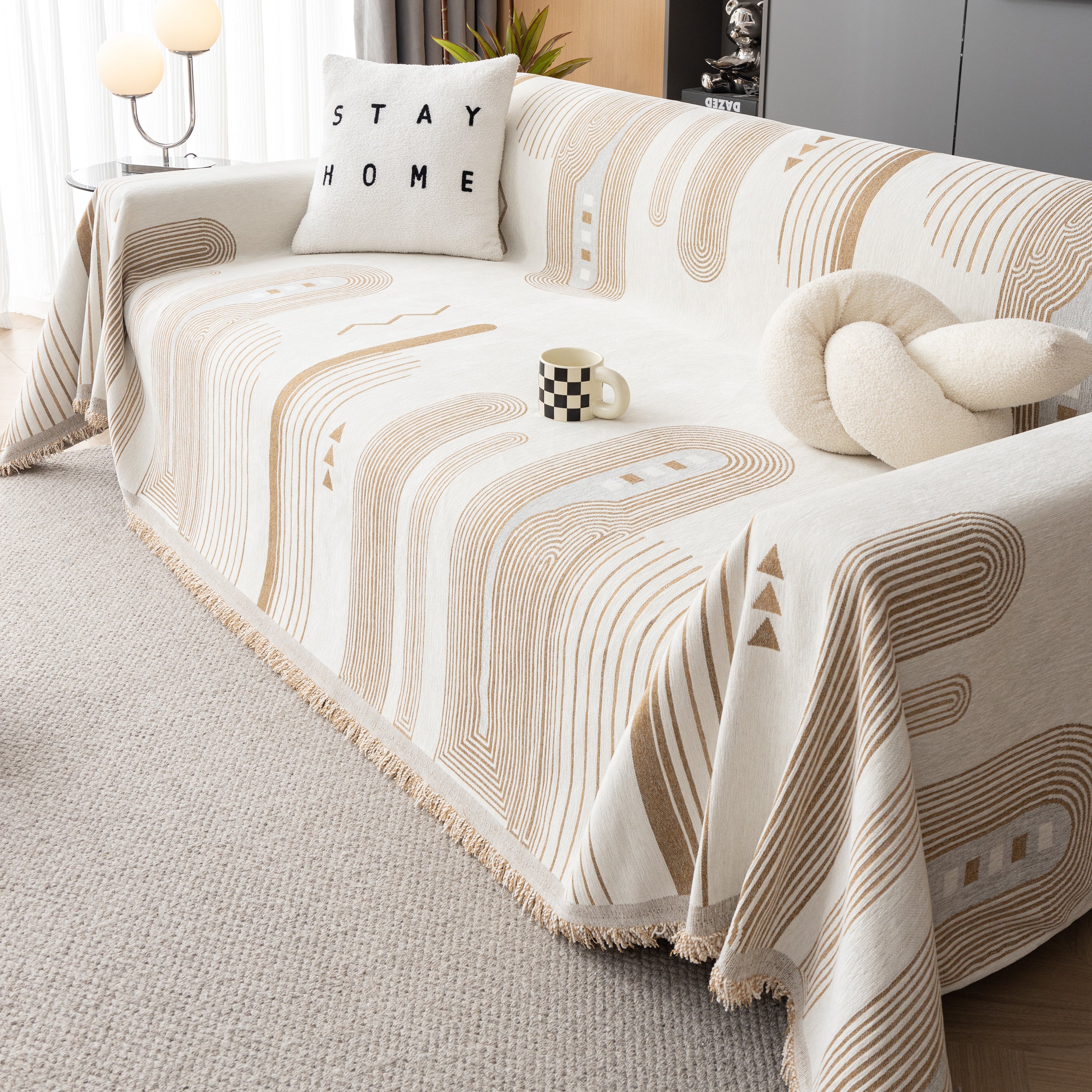 Boho Couch Throw Covers With Tassel Thick Durable Sofa Cover Blanket Furniture Slipcover Sectional