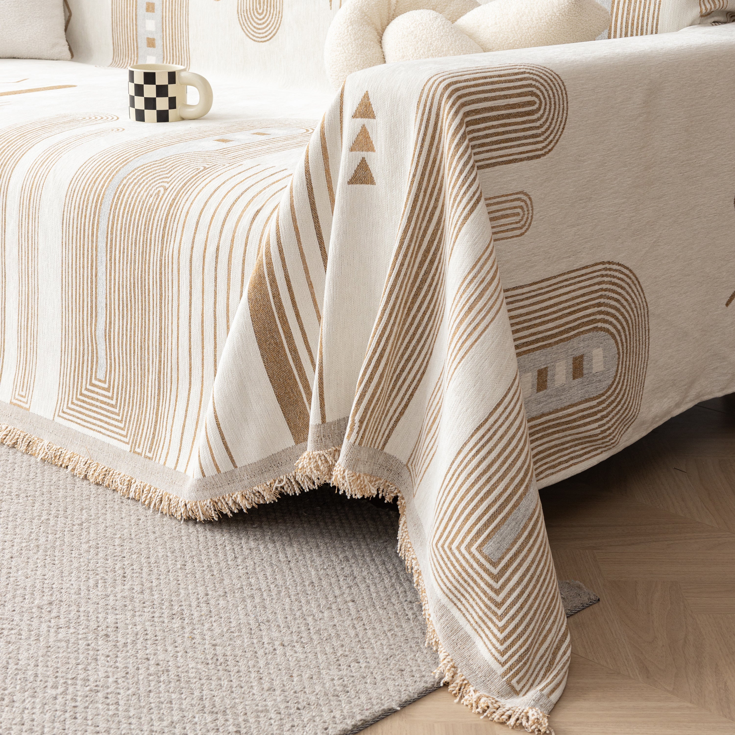 Boho Couch Throw Covers With Tassel Thick Durable Sofa Cover Blanket Furniture Slipcover Sectional