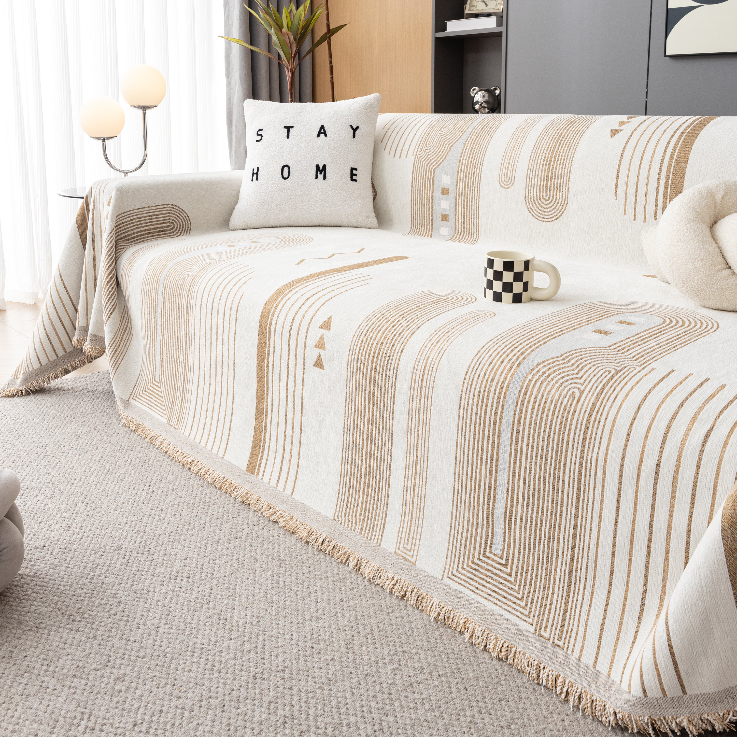 Boho Couch Throw Covers With Tassel Thick Durable Sofa Cover Blanket Furniture Slipcover Sectional