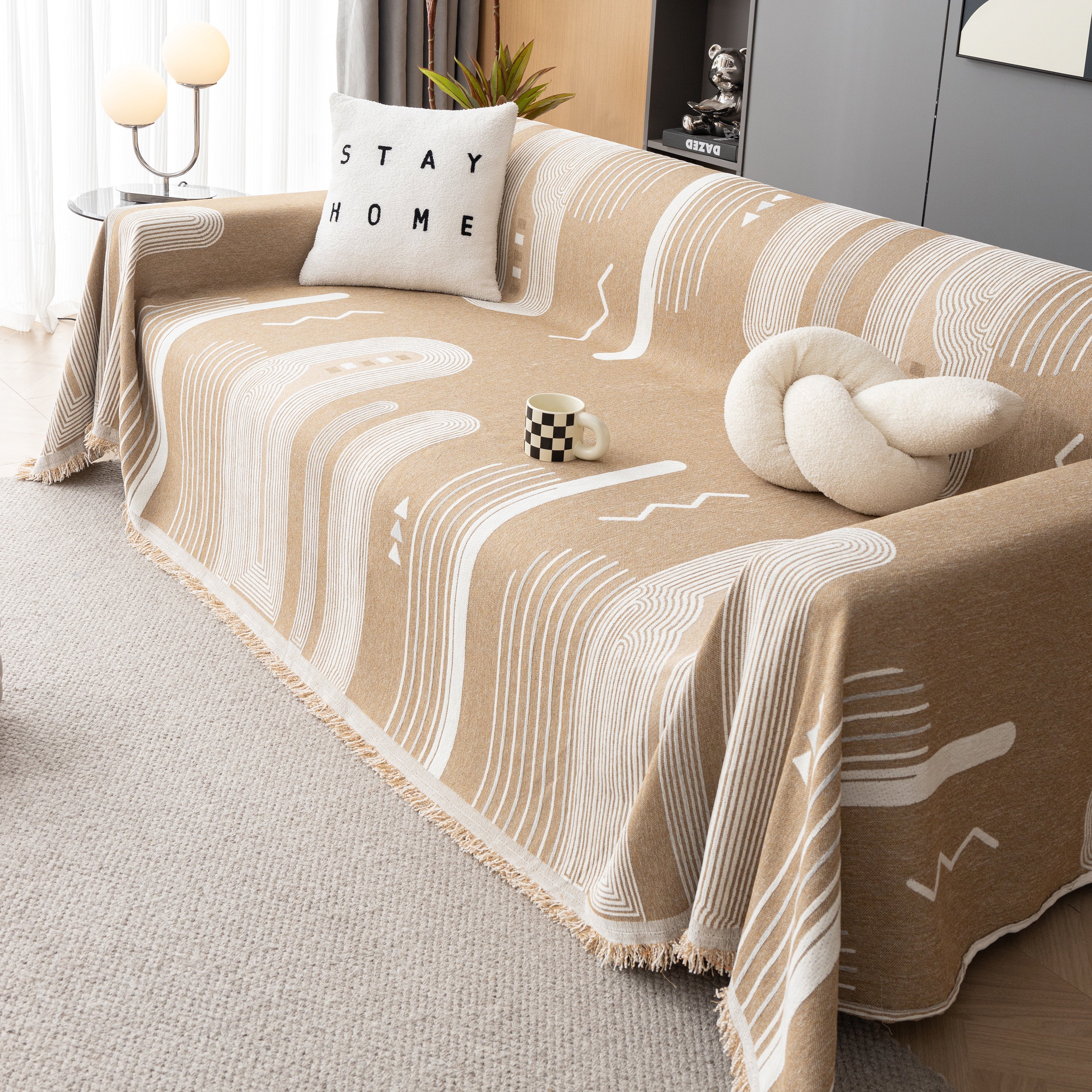 Boho Couch Throw Covers With Tassel Thick Durable Sofa Cover Blanket Furniture Slipcover Sectional