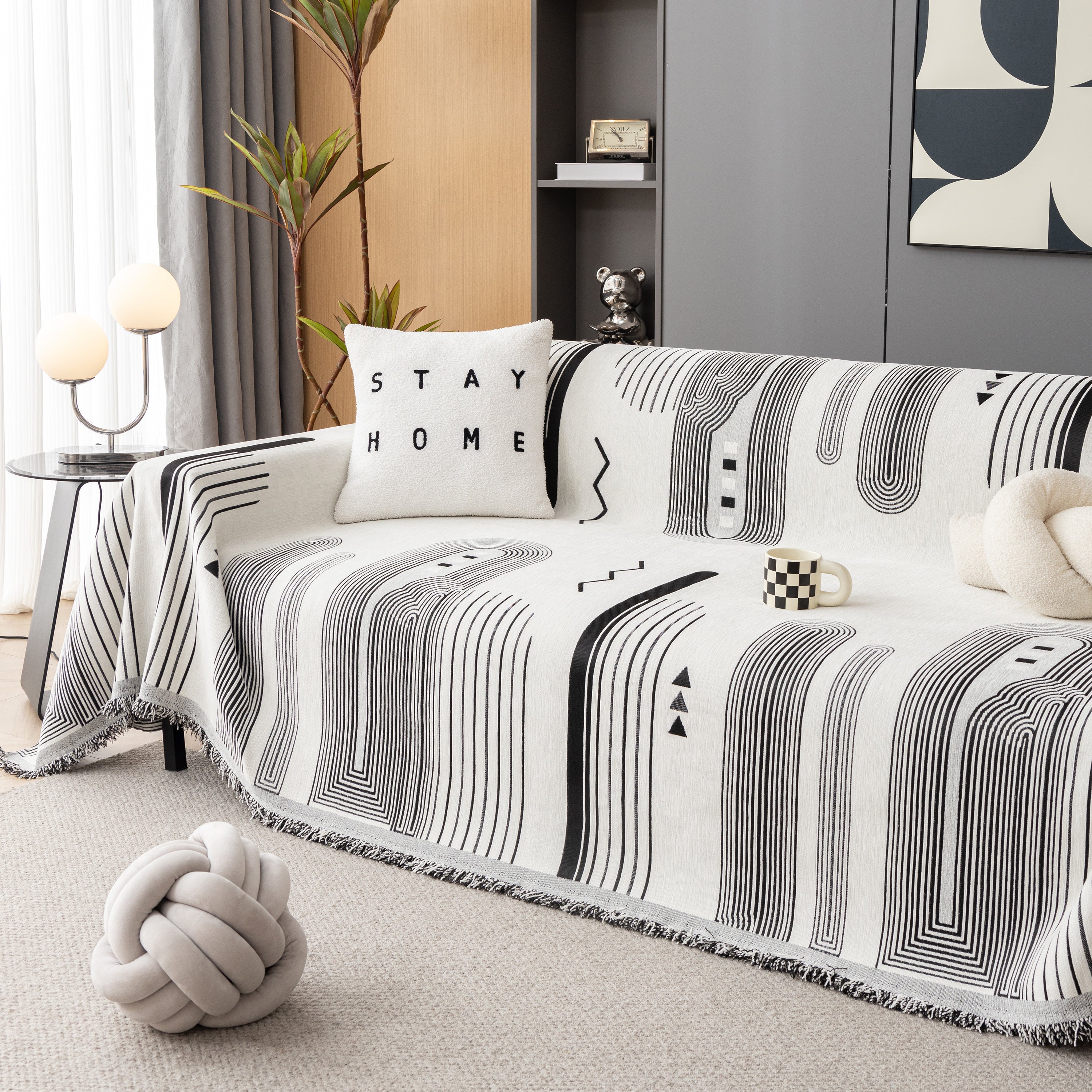 Boho Couch Throw Covers With Tassel Thick Durable Sofa Cover Blanket Furniture Slipcover Sectional