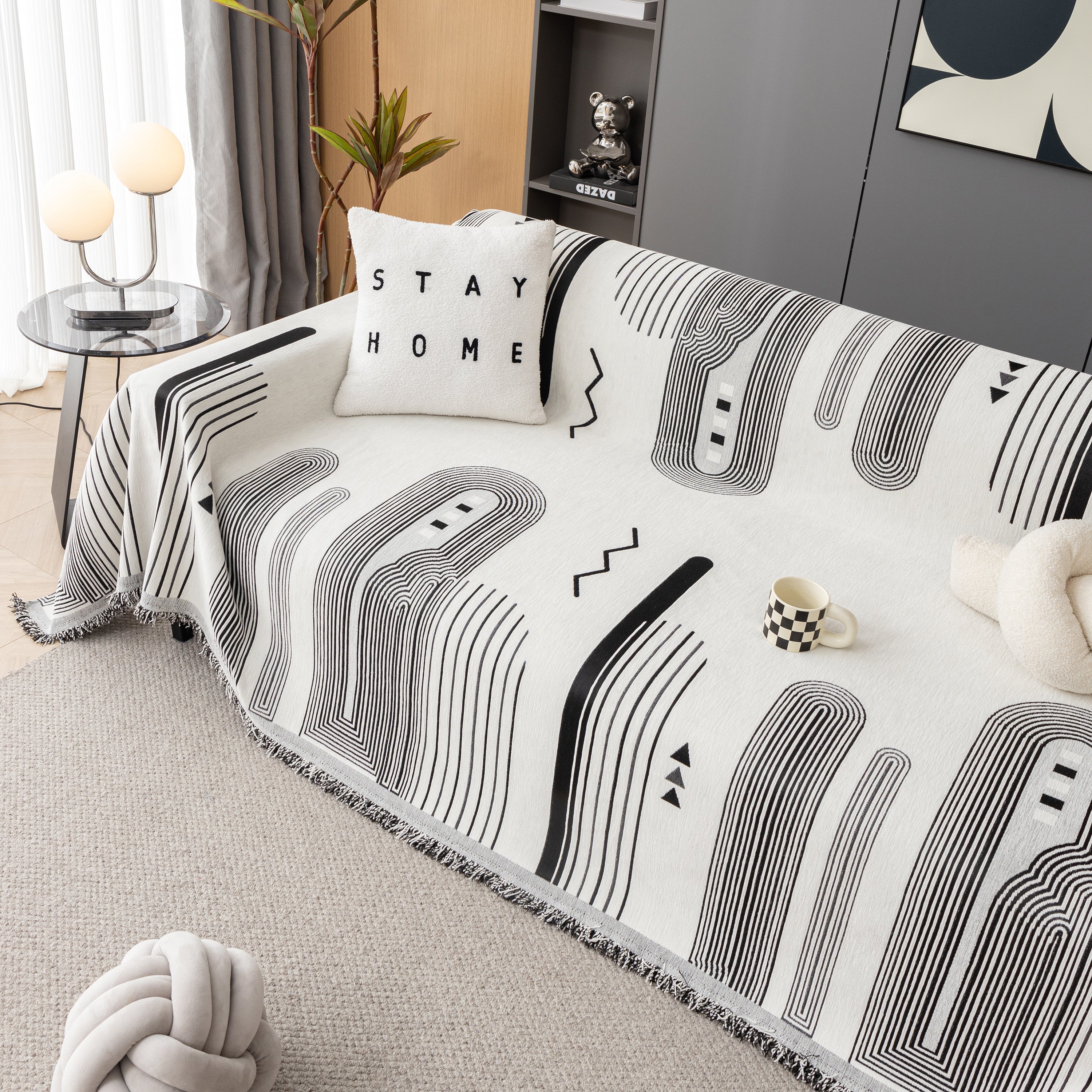 Boho Couch Throw Covers With Tassel Thick Durable Sofa Cover Blanket Furniture Slipcover Sectional