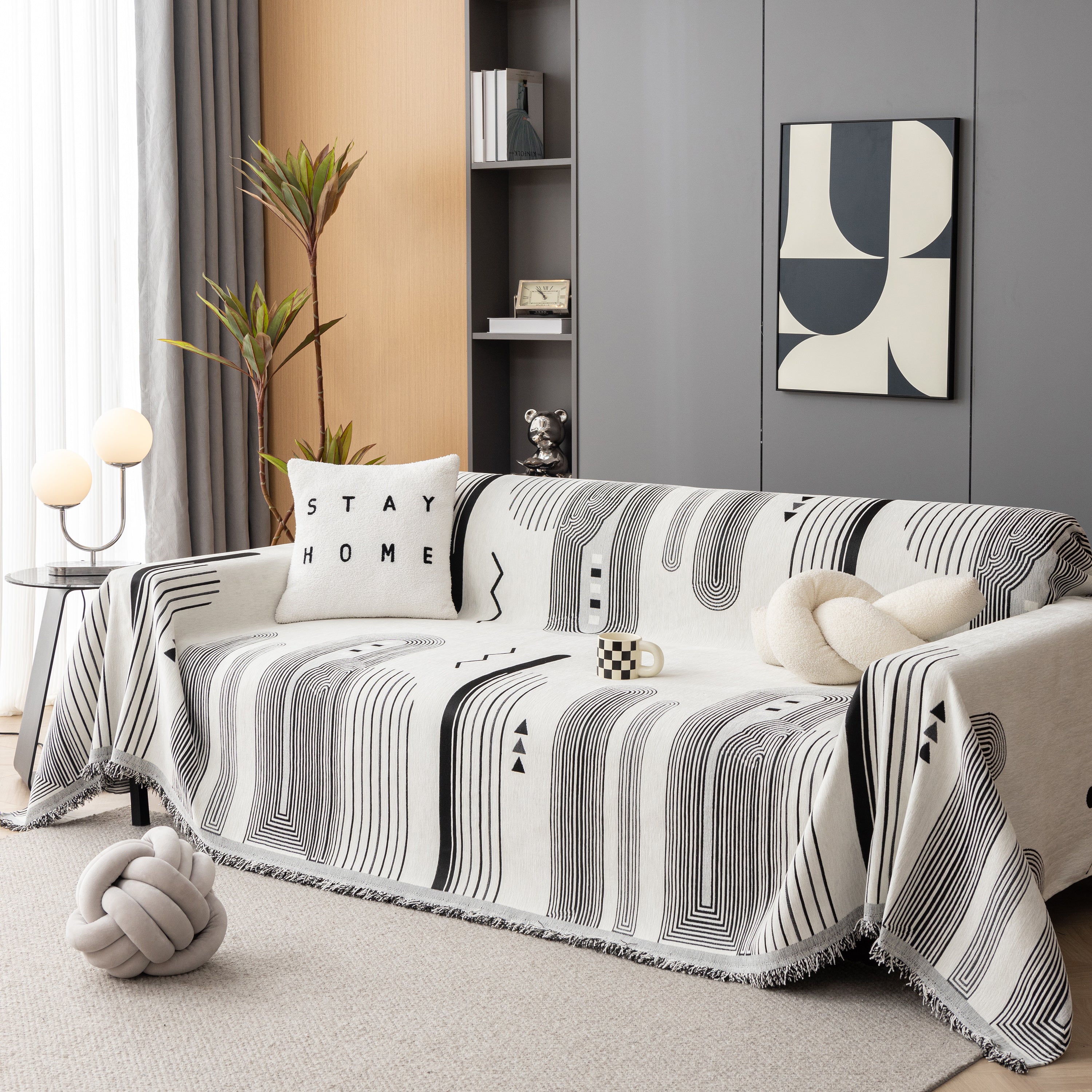 Boho Couch Throw Covers With Tassel Thick Durable Sofa Cover Blanket Furniture Slipcover Sectional