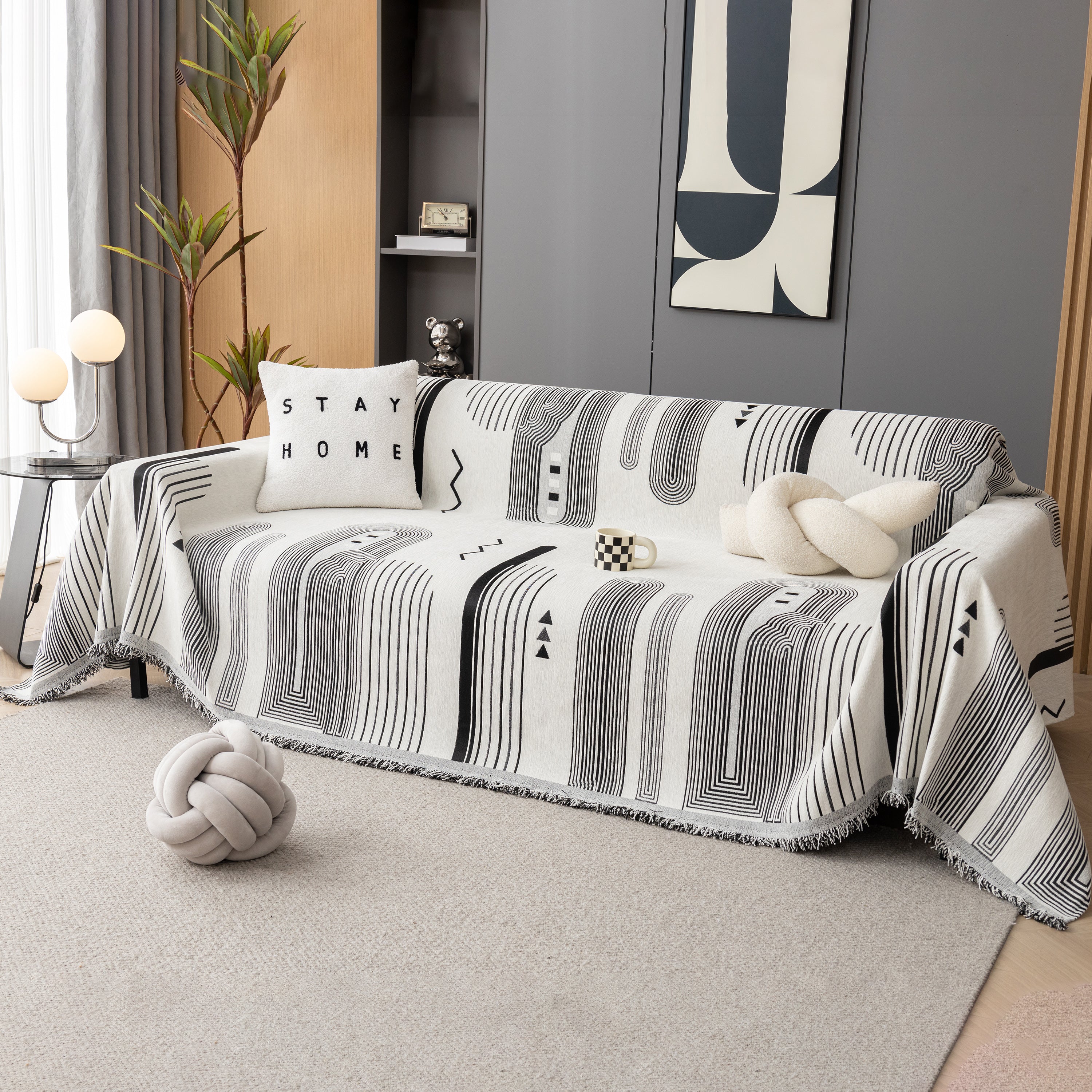 Boho Couch Throw Covers With Tassel Thick Durable Sofa Cover Blanket Furniture Slipcover Sectional
