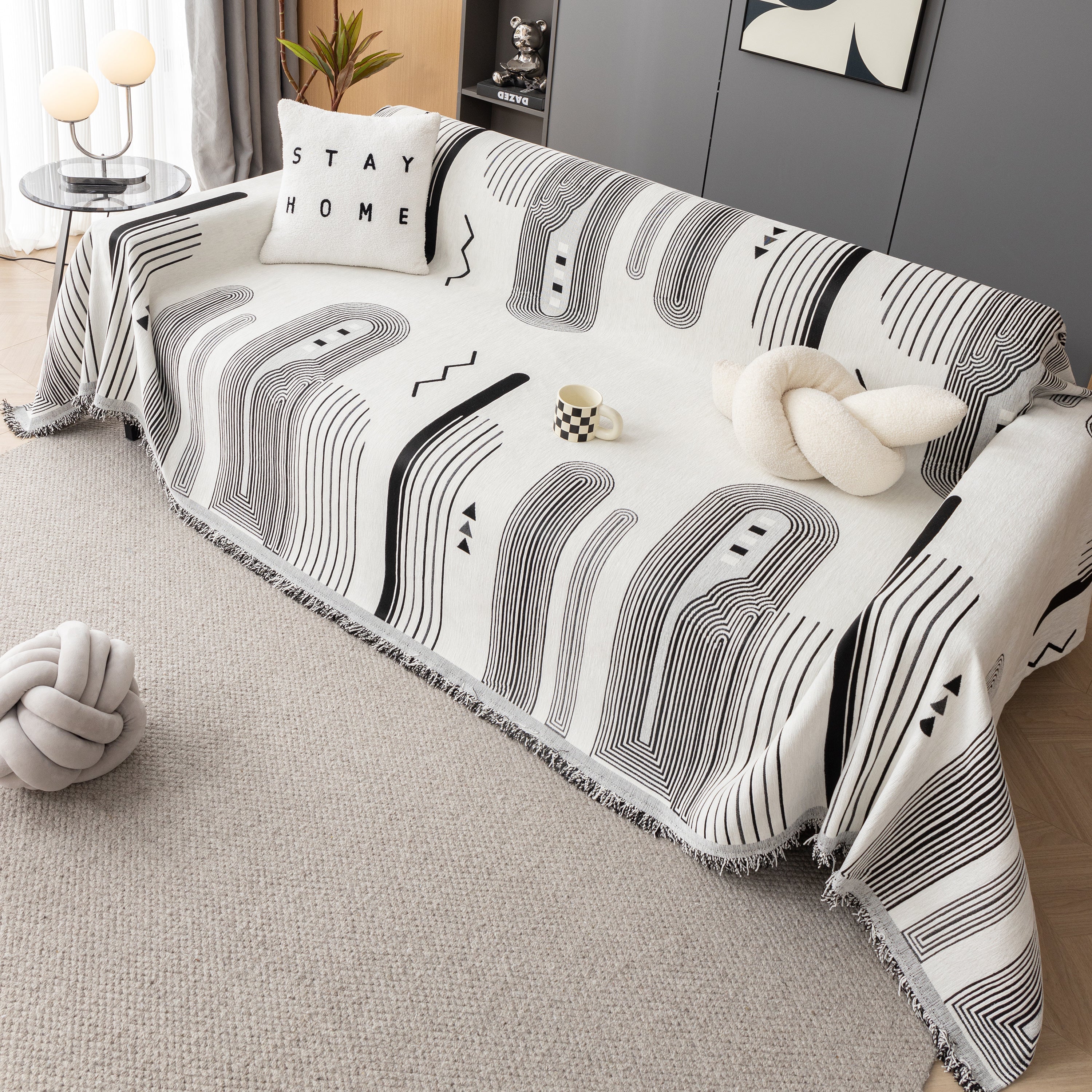 Boho Couch Throw Covers With Tassel Thick Durable Sofa Cover Blanket Furniture Slipcover Sectional