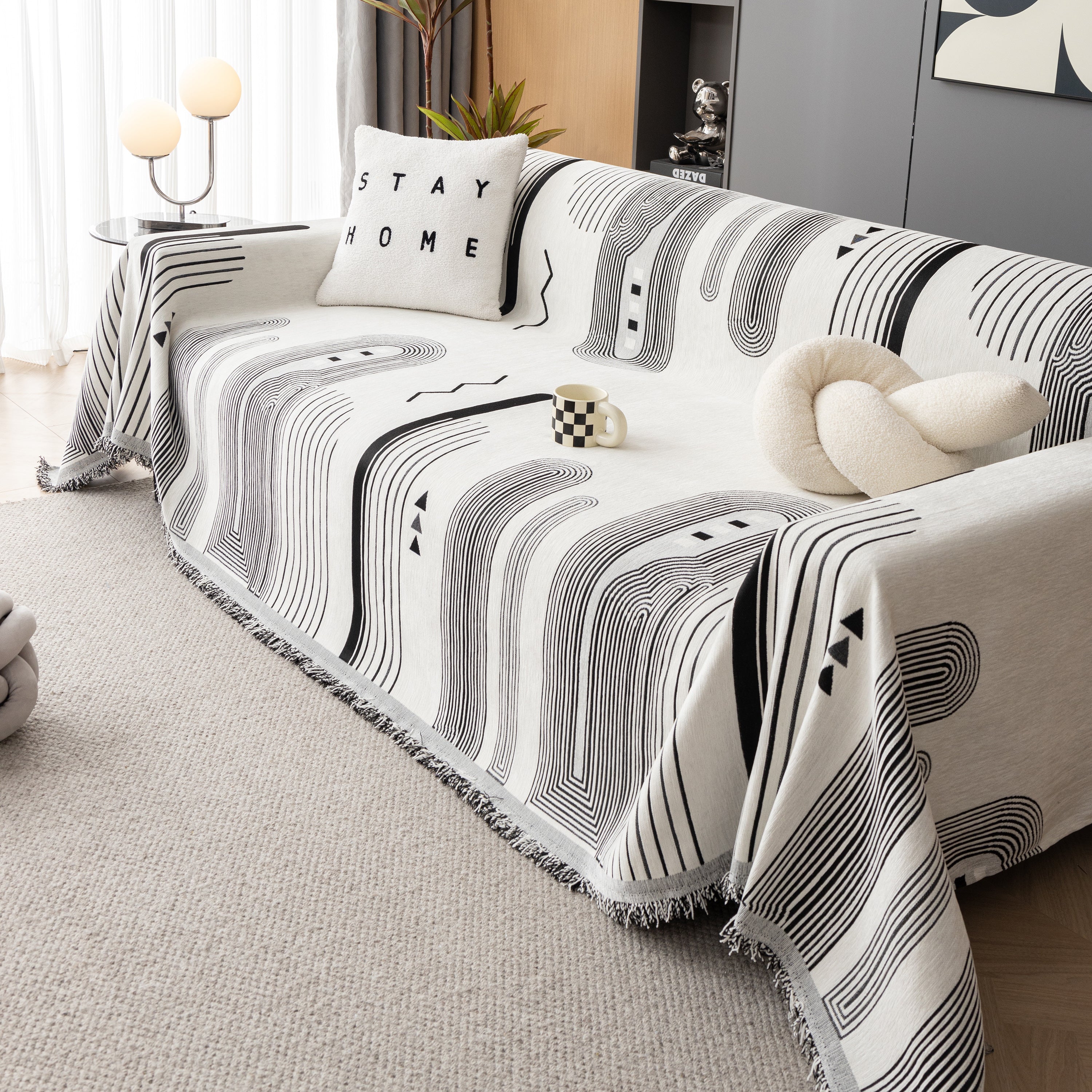 Boho Couch Throw Covers With Tassel Thick Durable Sofa Cover Blanket Furniture Slipcover Sectional