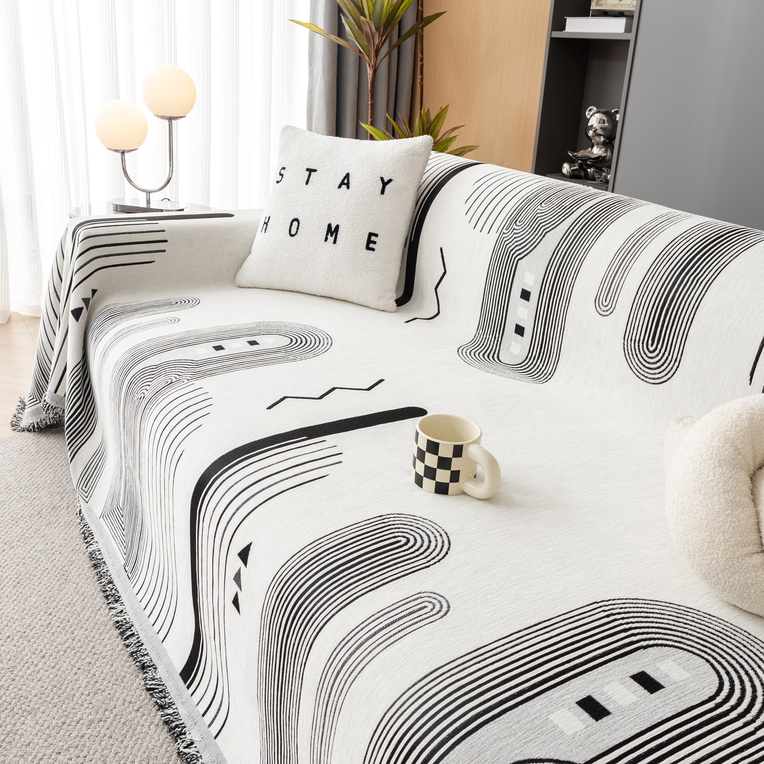 Boho Couch Throw Covers With Tassel Thick Durable Sofa Cover Blanket Furniture Slipcover Sectional