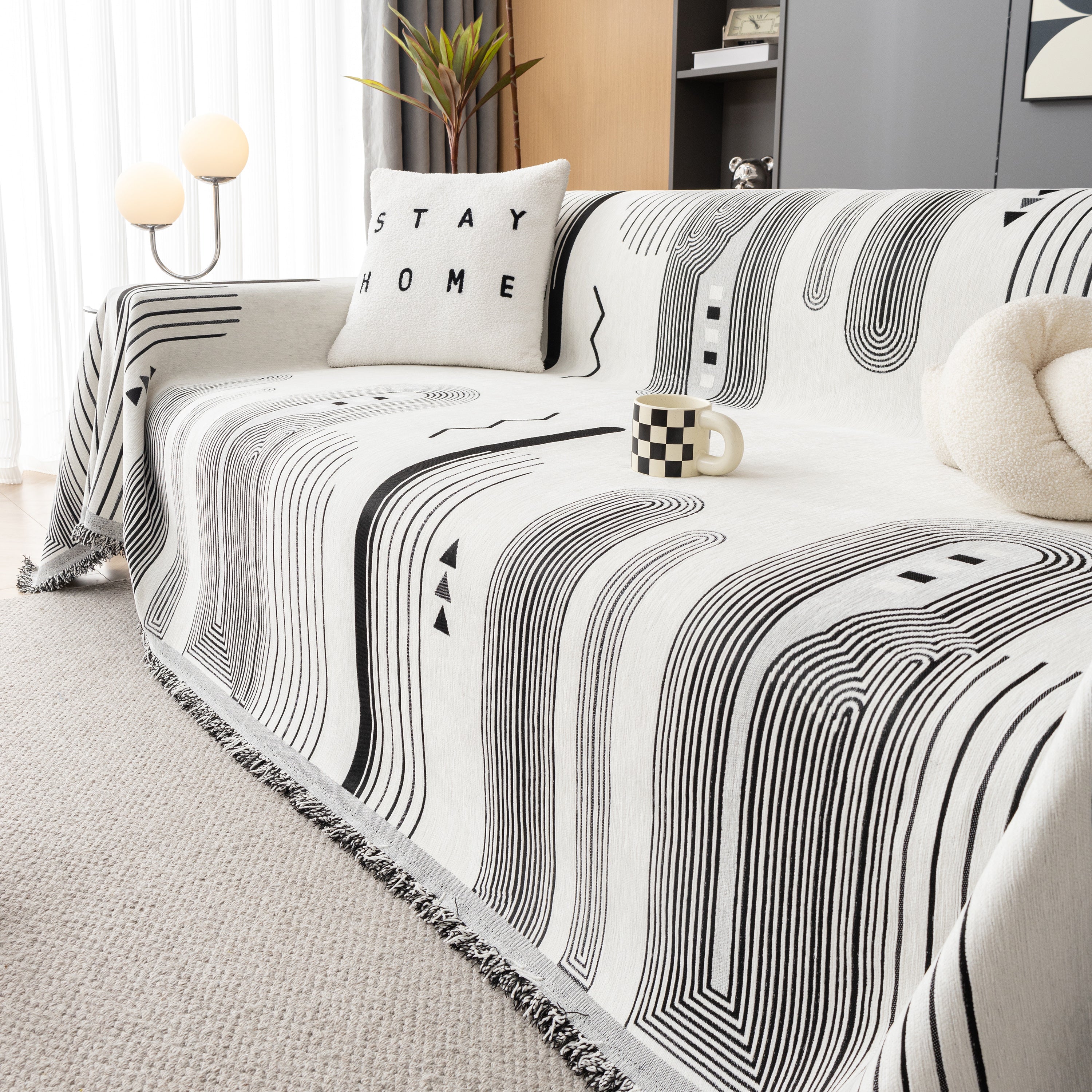 Boho Couch Throw Covers With Tassel Thick Durable Sofa Cover Blanket Furniture Slipcover Sectional