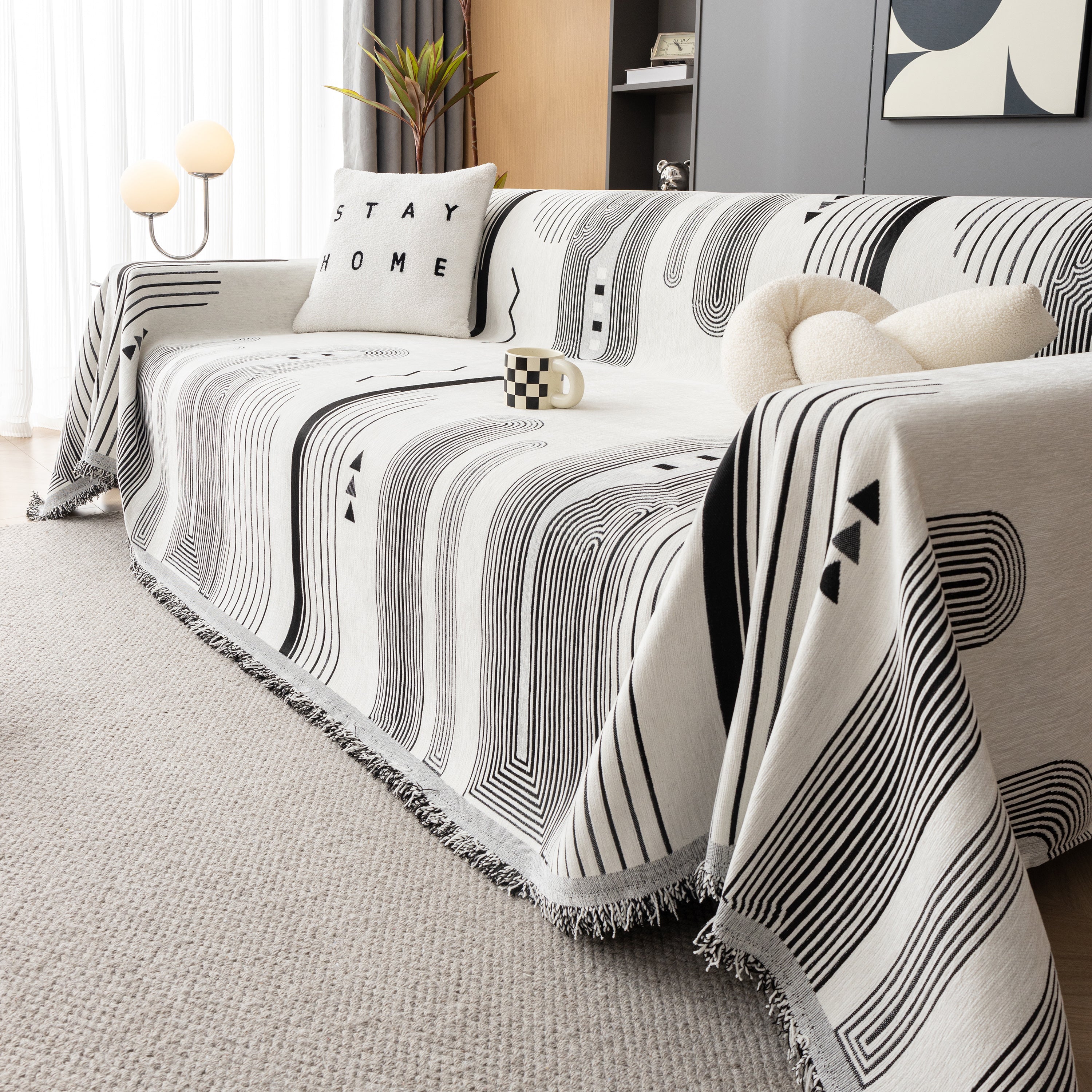 Boho Couch Throw Covers With Tassel Thick Durable Sofa Cover Blanket Furniture Slipcover Sectional