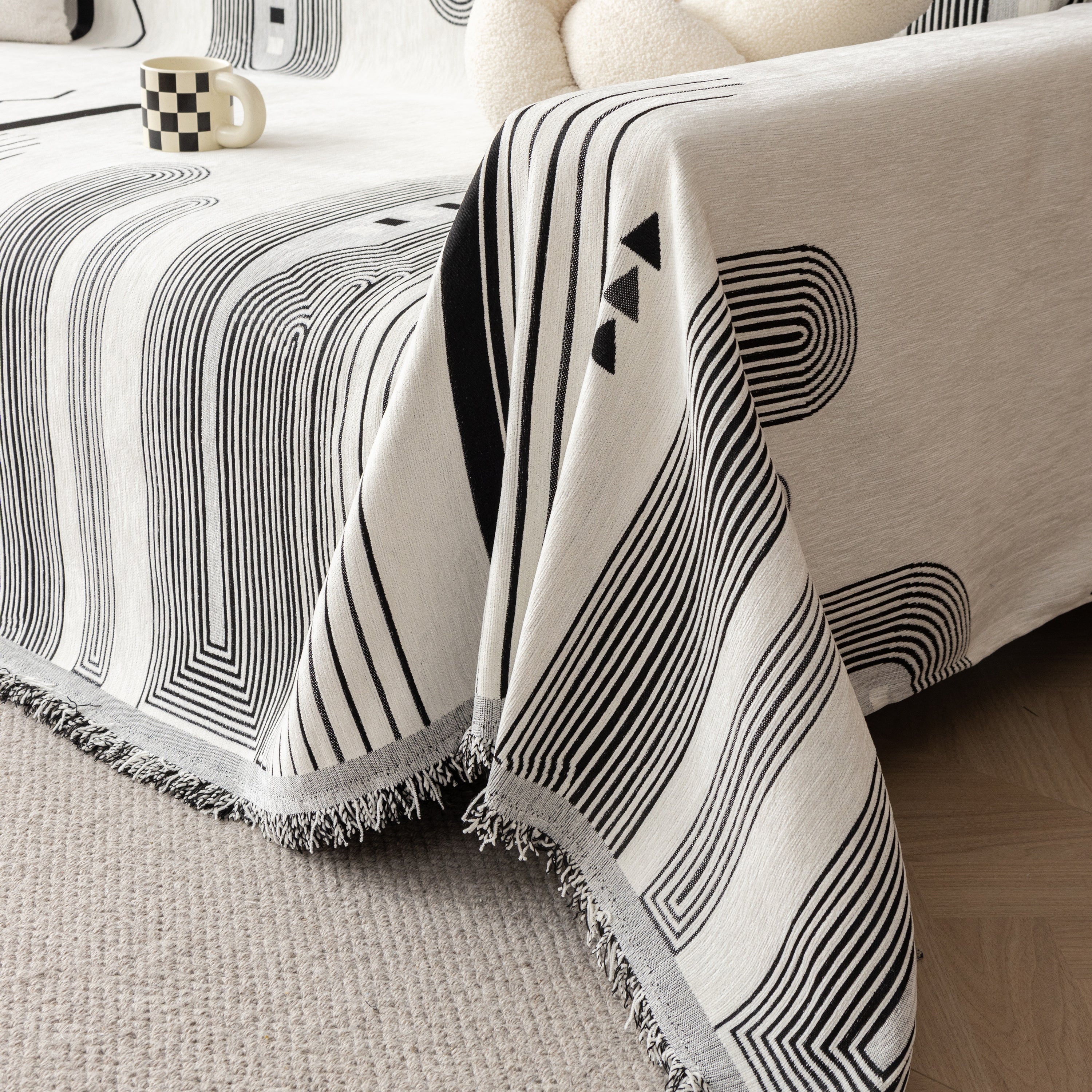 Boho Couch Throw Covers With Tassel Thick Durable Sofa Cover Blanket Furniture Slipcover Sectional