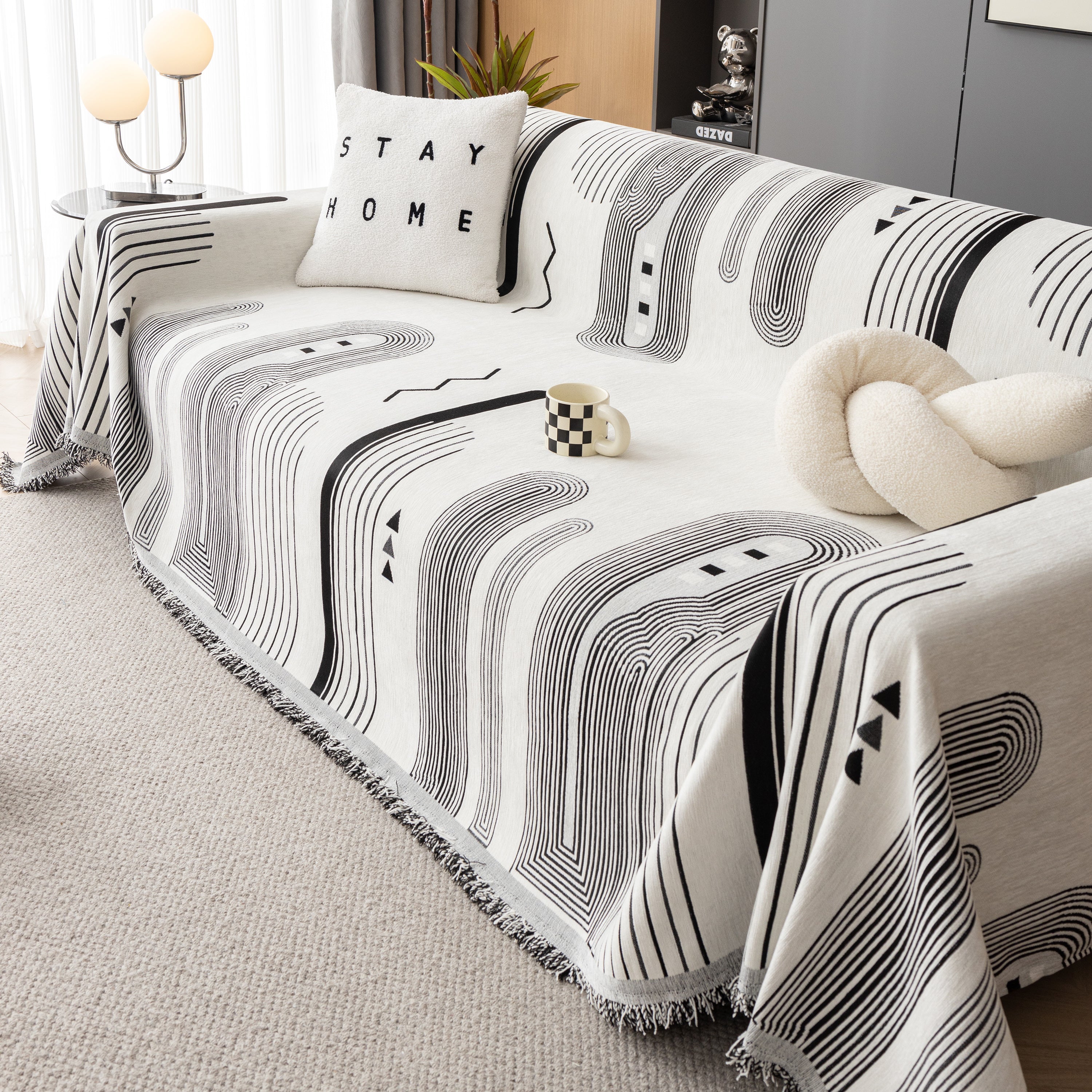 Boho Couch Throw Covers With Tassel Thick Durable Sofa Cover Blanket Furniture Slipcover Sectional