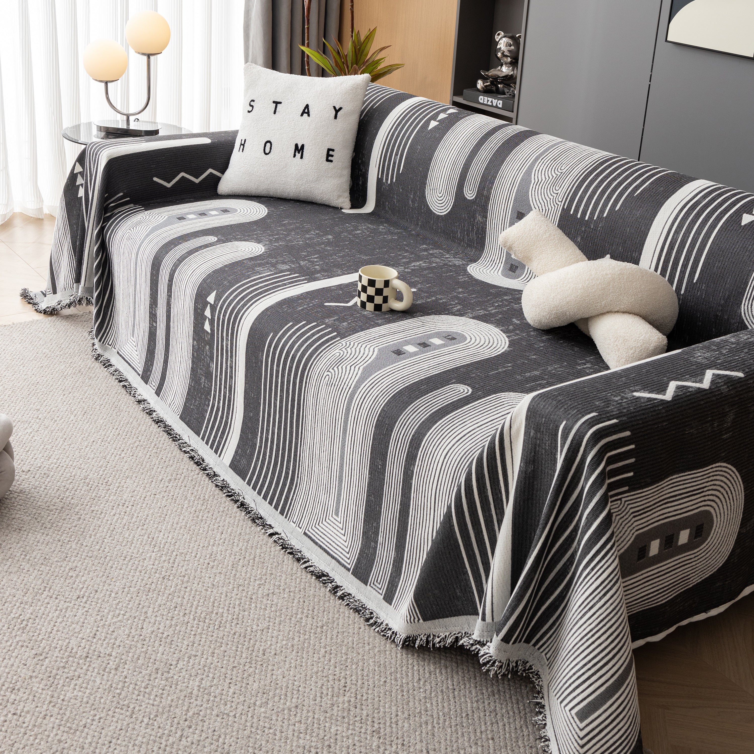 Boho Couch Throw Covers With Tassel Thick Durable Sofa Cover Blanket Furniture Slipcover Sectional