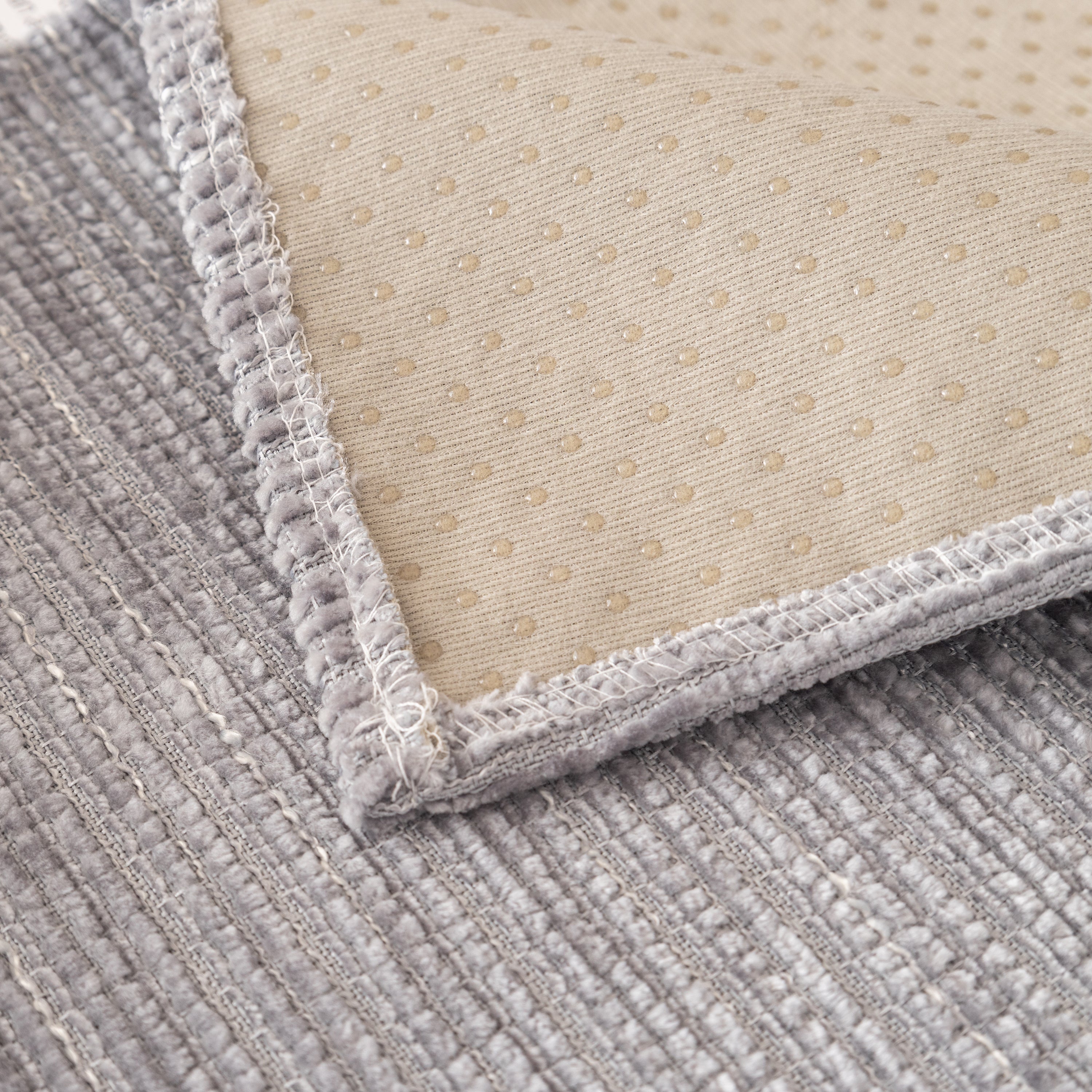 Plush Solid Color Striped L-shaped Sofa Slipcovers, Washable Non-slip Textured Furniture Covers