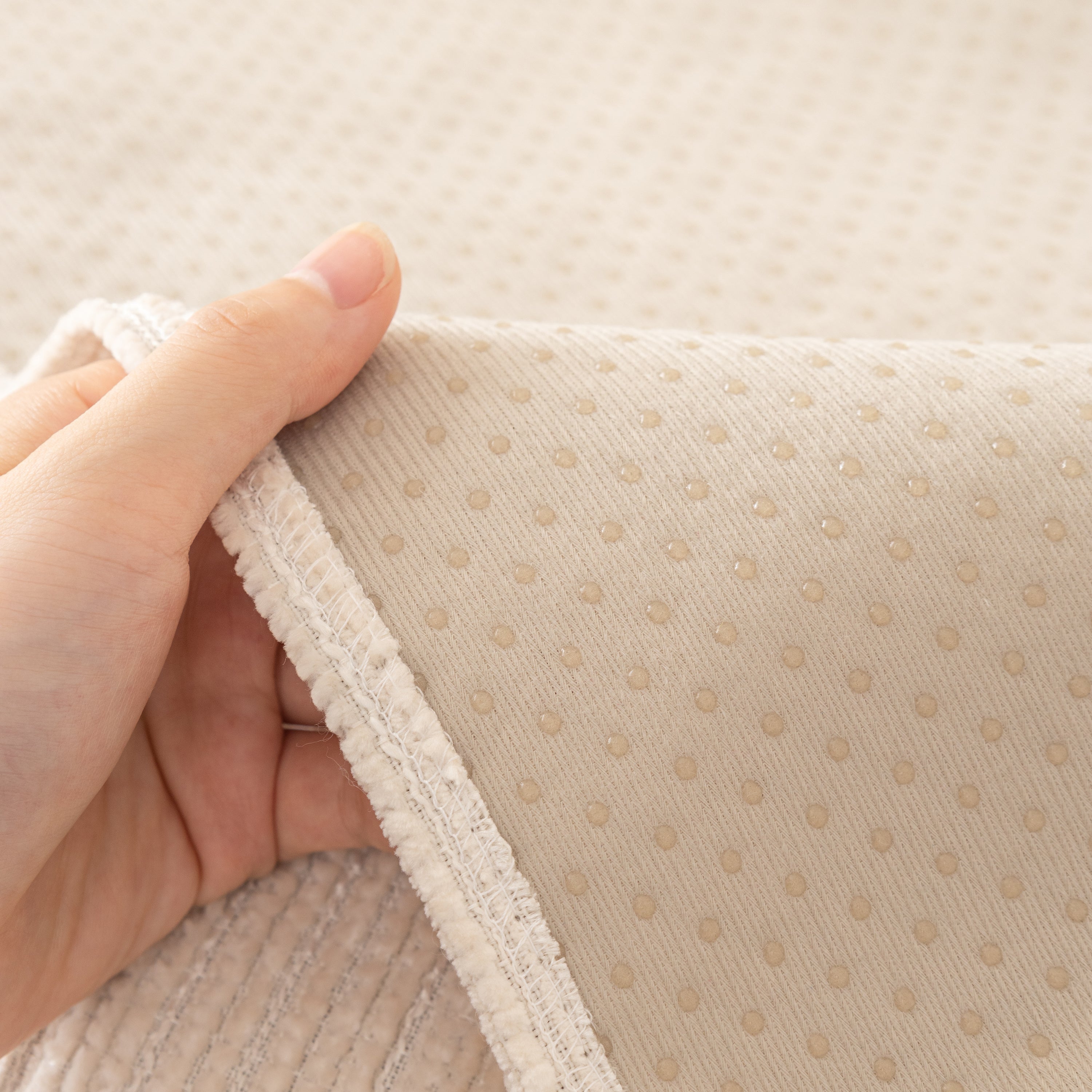 Plush Solid Color Striped L-shaped Sofa Slipcovers, Washable Non-slip Textured Furniture Covers