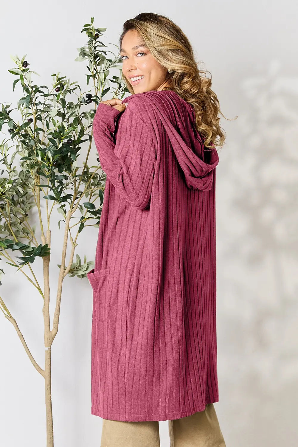 Basic Bae Full Size Hooded Sweater Cardigan | Includes Plus Size