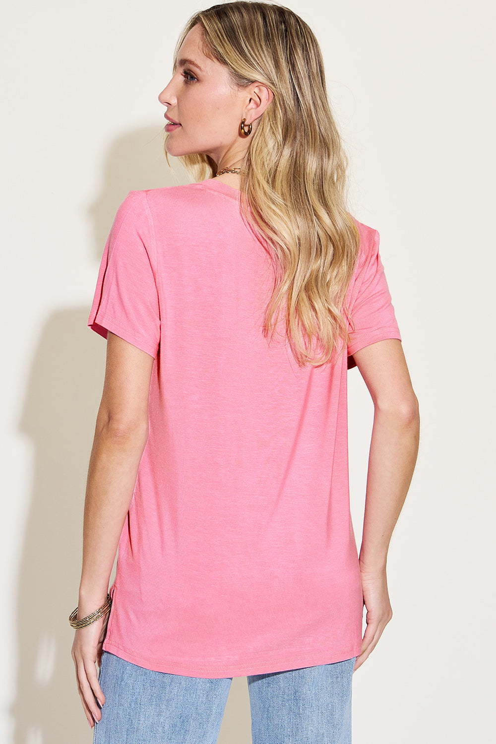 Basic Bae Full Size V-neck High-low T-shirt