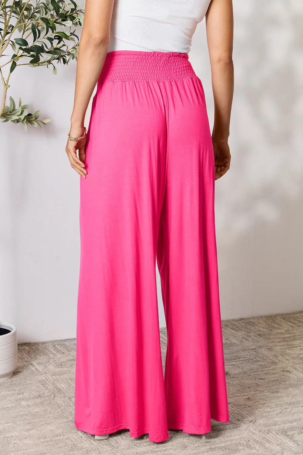Basic Bae Full Size Smocked Wide Waistband Wide Leg Pants | Includes Plus Size