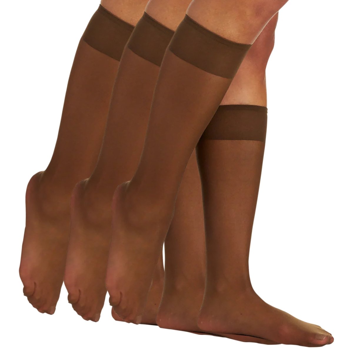 3 Pair Pack All Day Sheer Knee High With Sandalfoot Toe