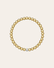 5mm Gold Bead Bracelet with Diamond Bead
