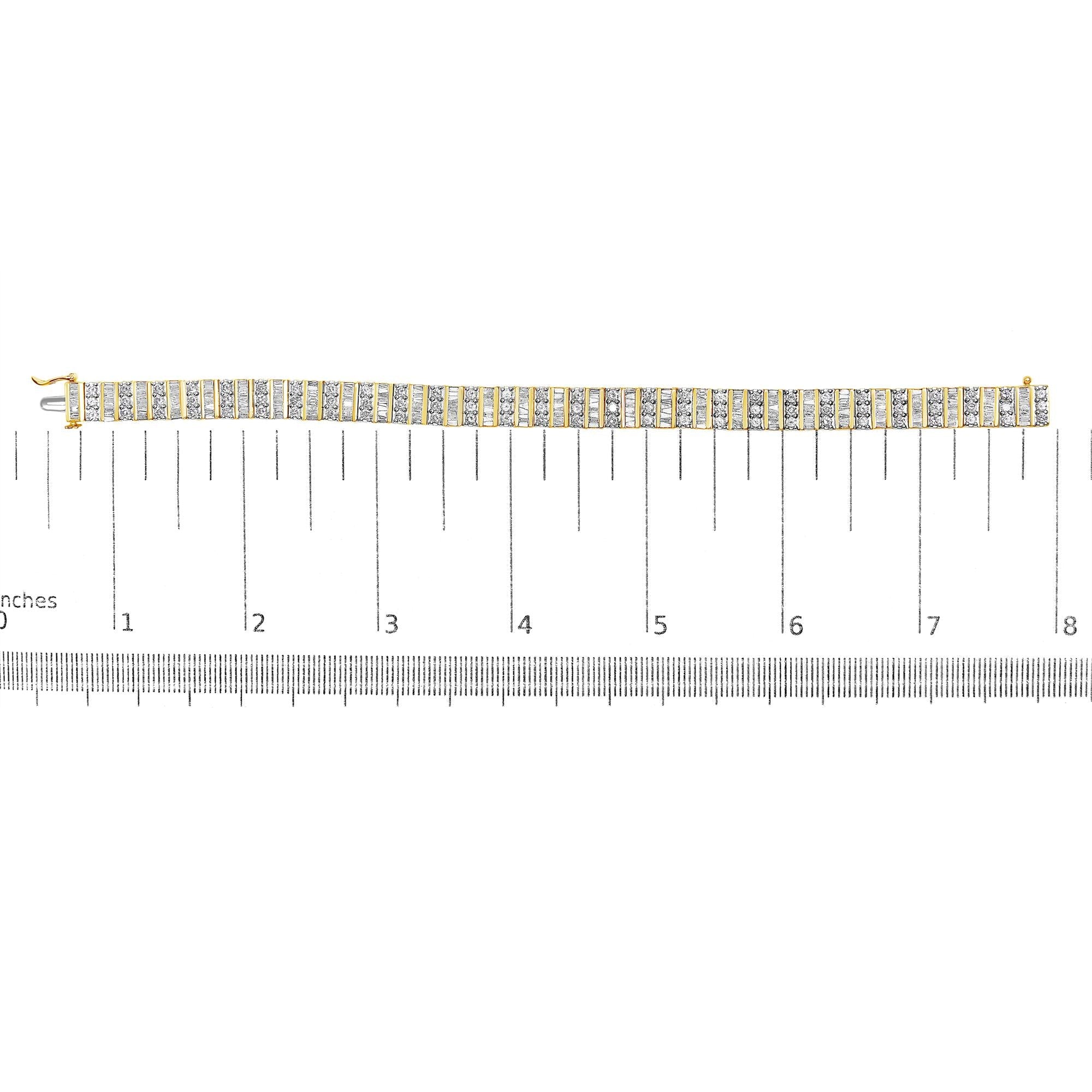 14k Yellow Gold Round And Baguette-cut Diamond Bracelet (5.50 Cttw, H-i Color, I1-i2 Clarity)
