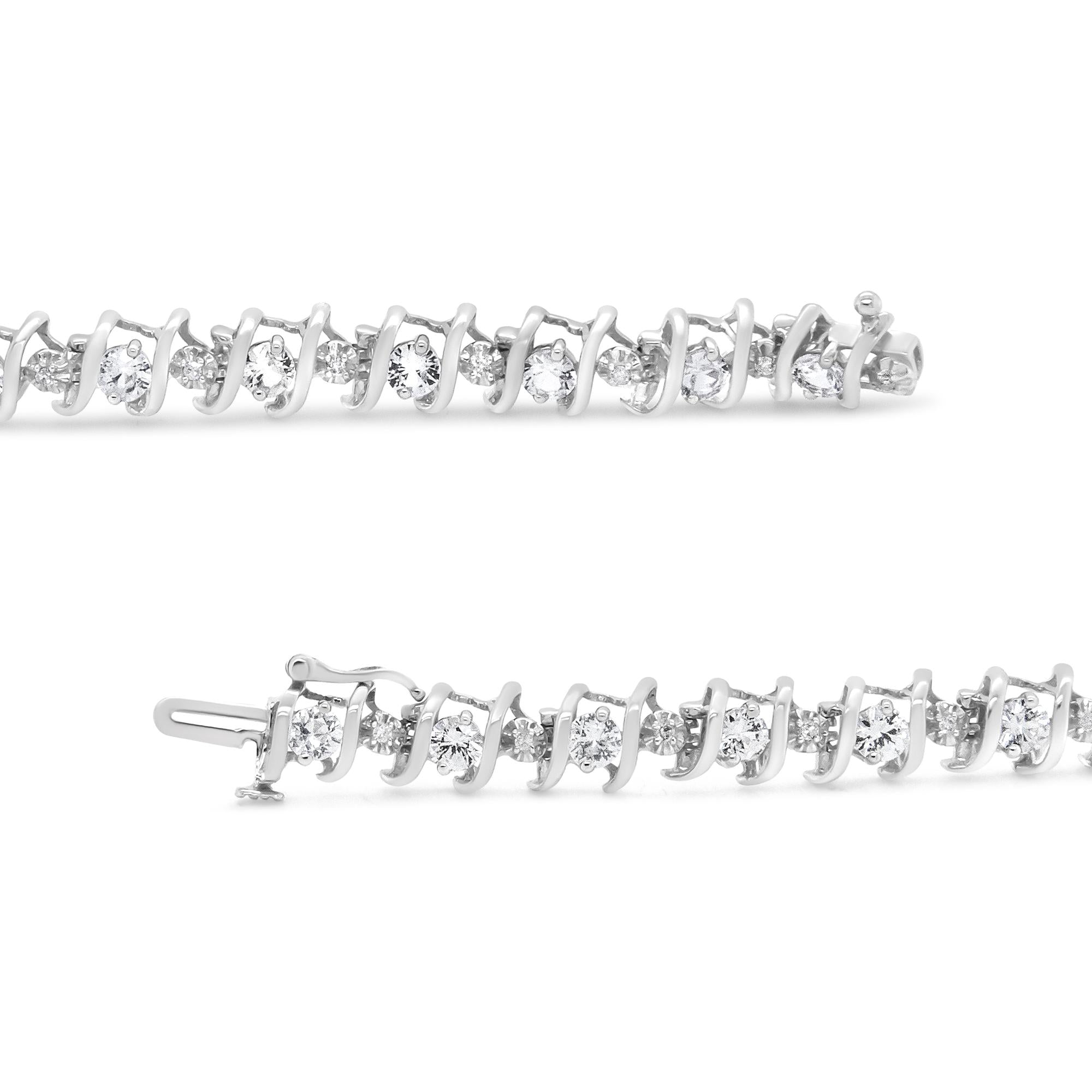 .925 Sterling Silver Lab-grown Birthstone And 1/6 Cttw Round Diamond Tennis Bracelet (h-i Color, I1-i2 Clarity)