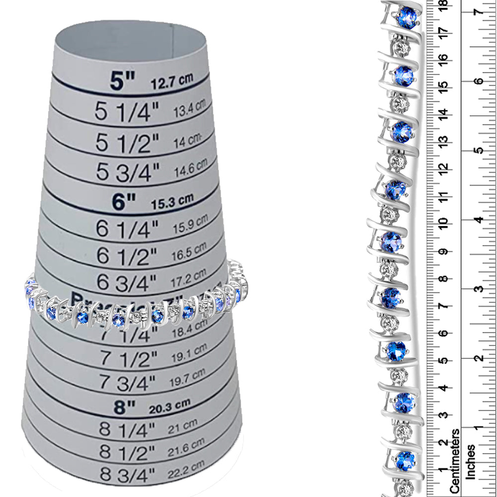 .925 Sterling Silver Lab-grown Birthstone And 1/6 Cttw Round Diamond Tennis Bracelet (h-i Color, I1-i2 Clarity)
