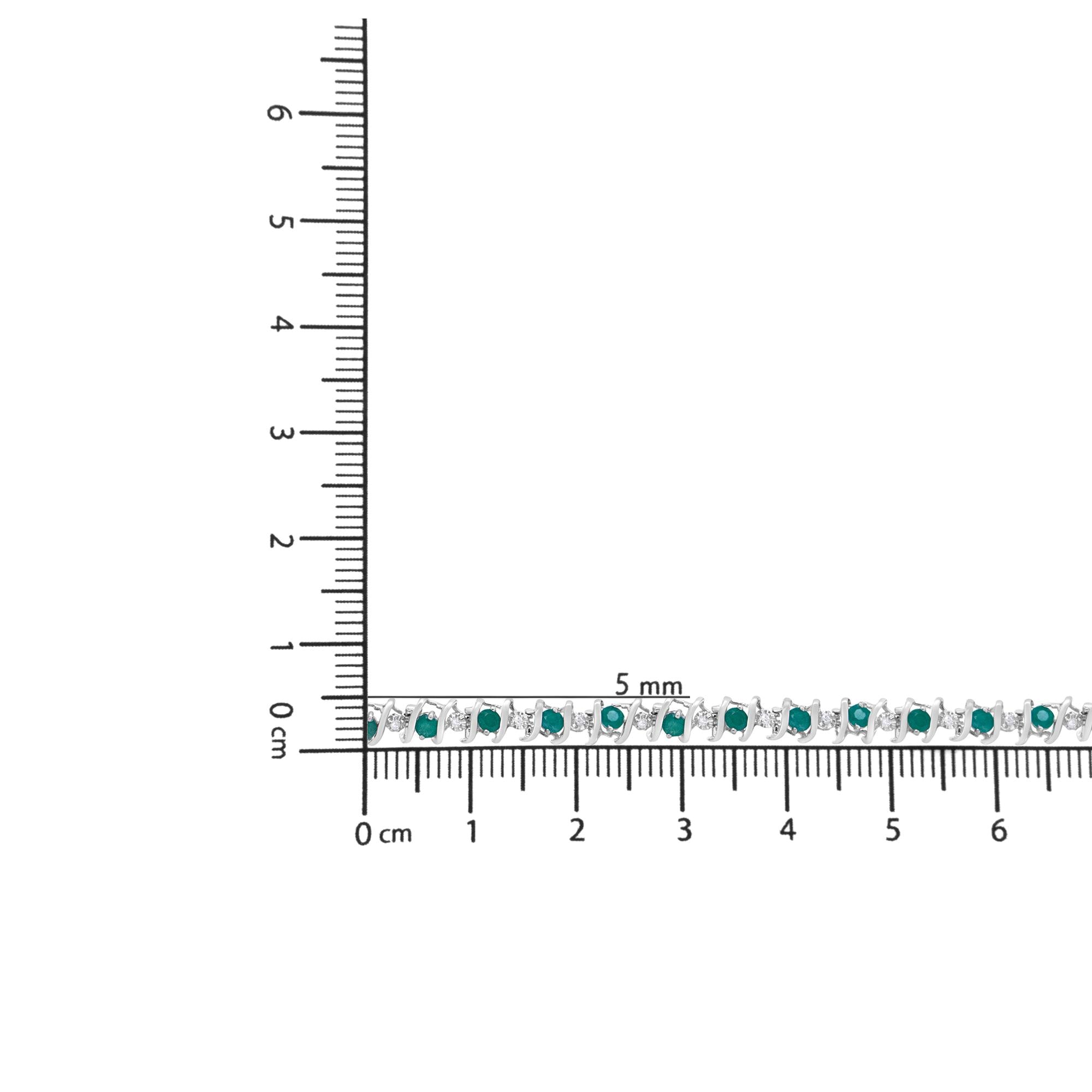 .925 Sterling Silver Lab-grown Birthstone And 1/6 Cttw Round Diamond Tennis Bracelet (h-i Color, I1-i2 Clarity)