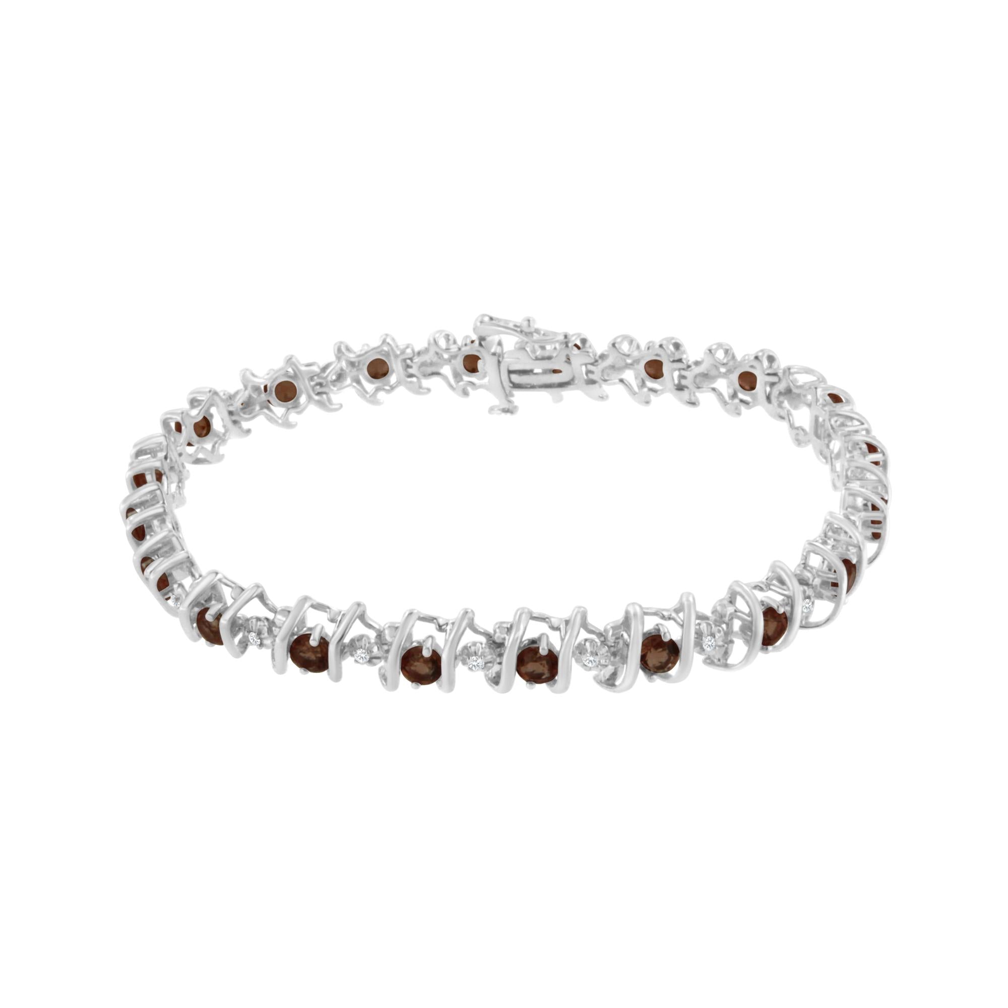 .925 Sterling Silver Lab-grown Birthstone And 1/6 Cttw Round Diamond Tennis Bracelet (h-i Color, I1-i2 Clarity)