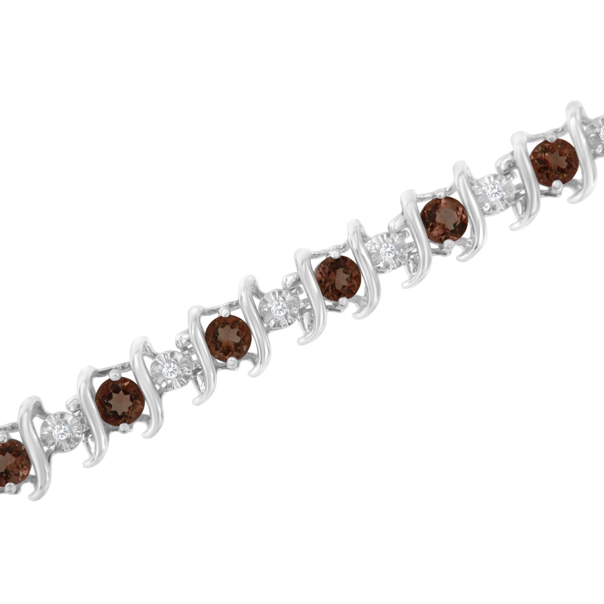 .925 Sterling Silver Lab-grown Birthstone And 1/6 Cttw Round Diamond Tennis Bracelet (h-i Color, I1-i2 Clarity)