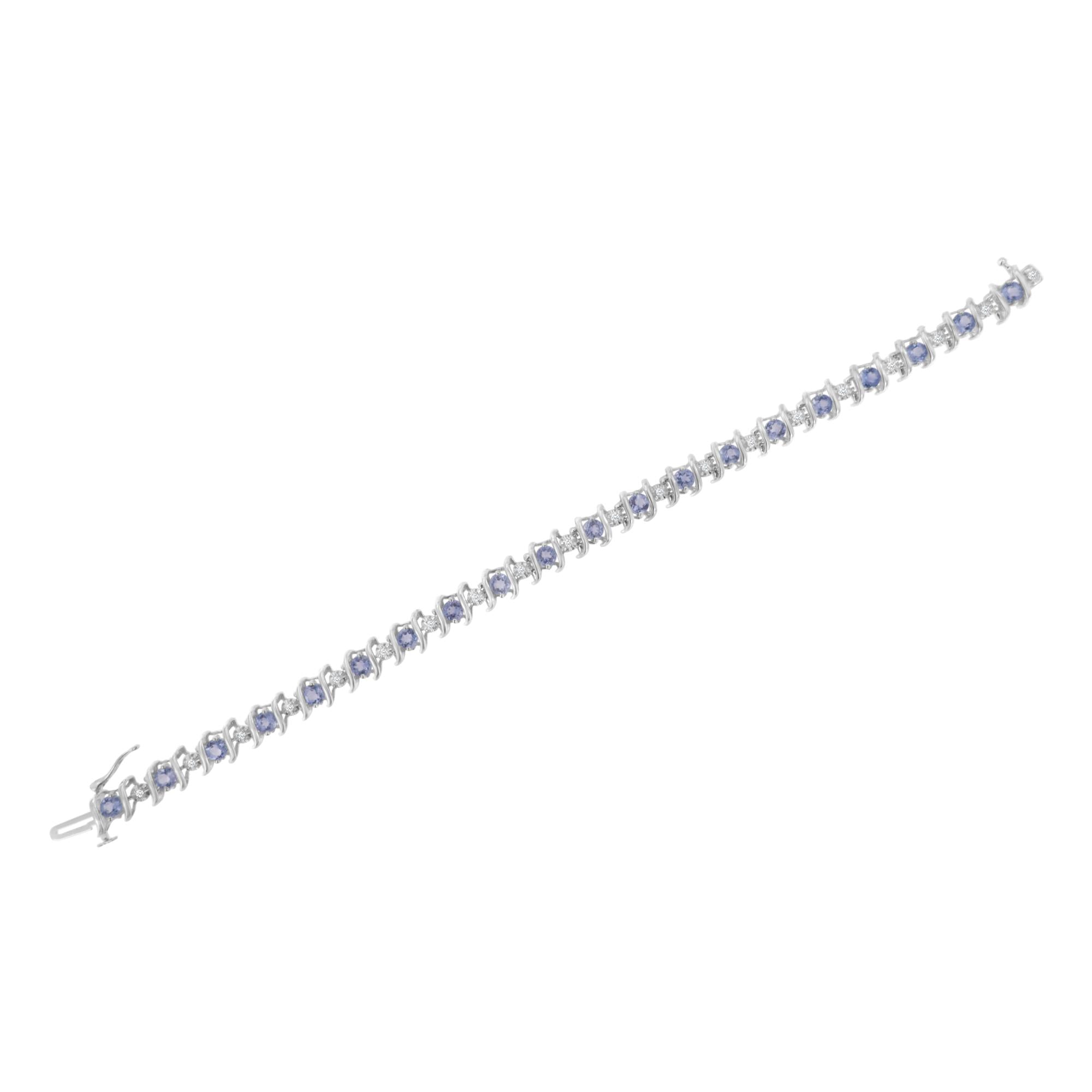 .925 Sterling Silver Lab-grown Birthstone And 1/6 Cttw Round Diamond Tennis Bracelet (h-i Color, I1-i2 Clarity)