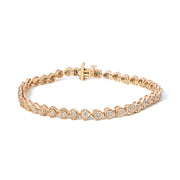 .925 Sterling Silver 1.0 Cttw Miracle Set Diamond Heart-Link 7" Tennis Bracelet (I-J Color, I2-I3 Clarity)